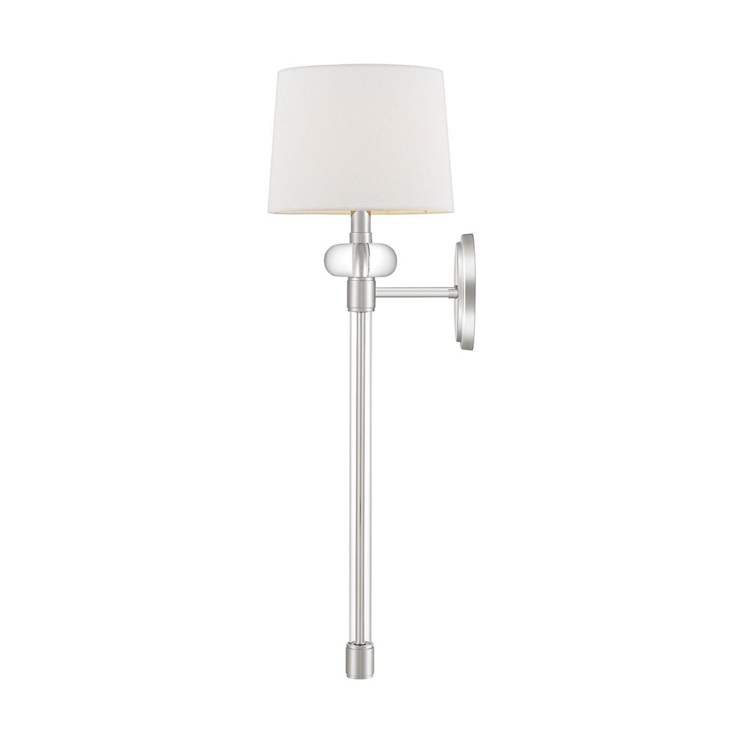Wandlampe Metall Stoff H: 67,6 cm in Nickel poliert Weiß Lampe, Lampenschirm, Tischlampe