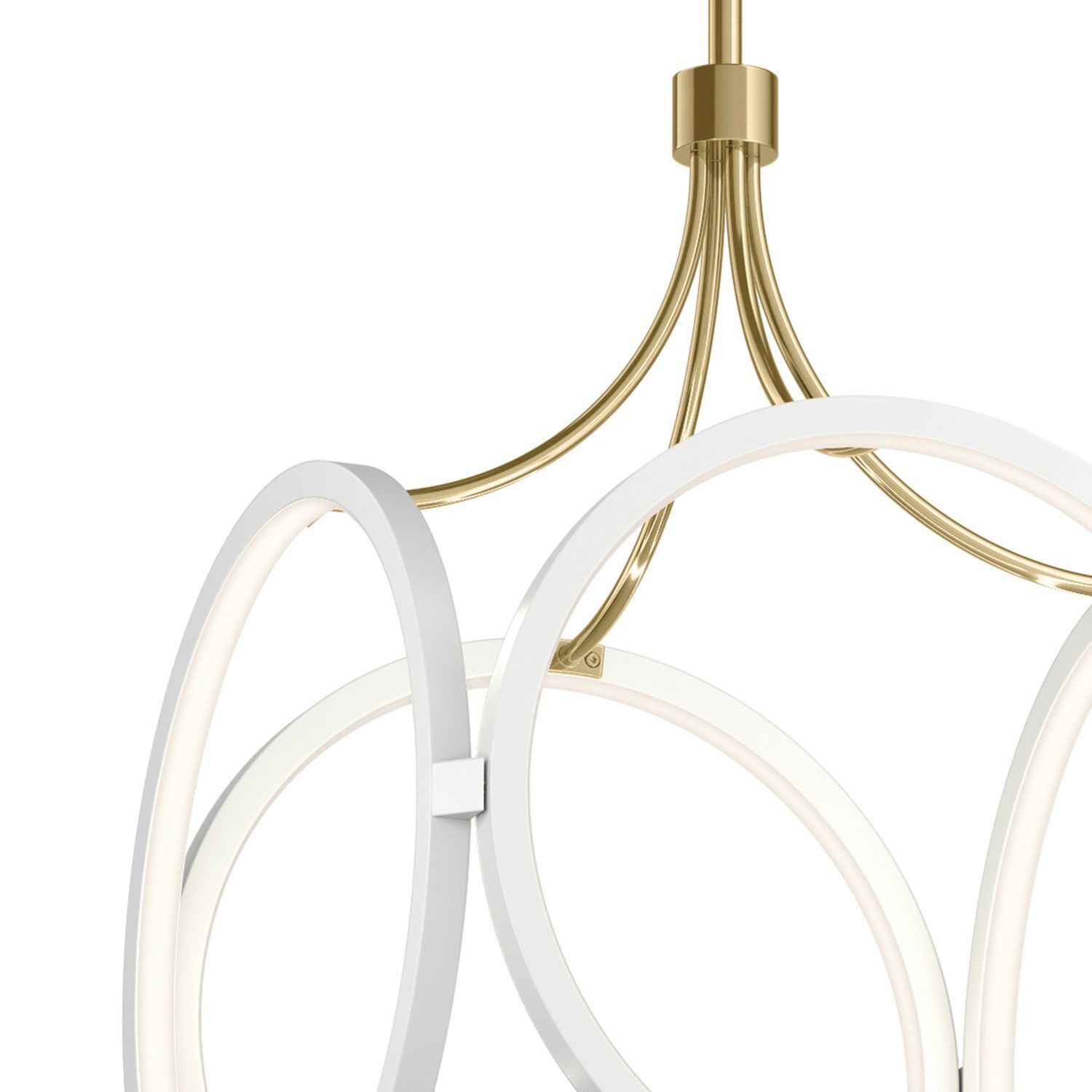 LED Hängelampe Modern B: 35,6 cm in Creme Gold 3000 K Leuchter, Lampe