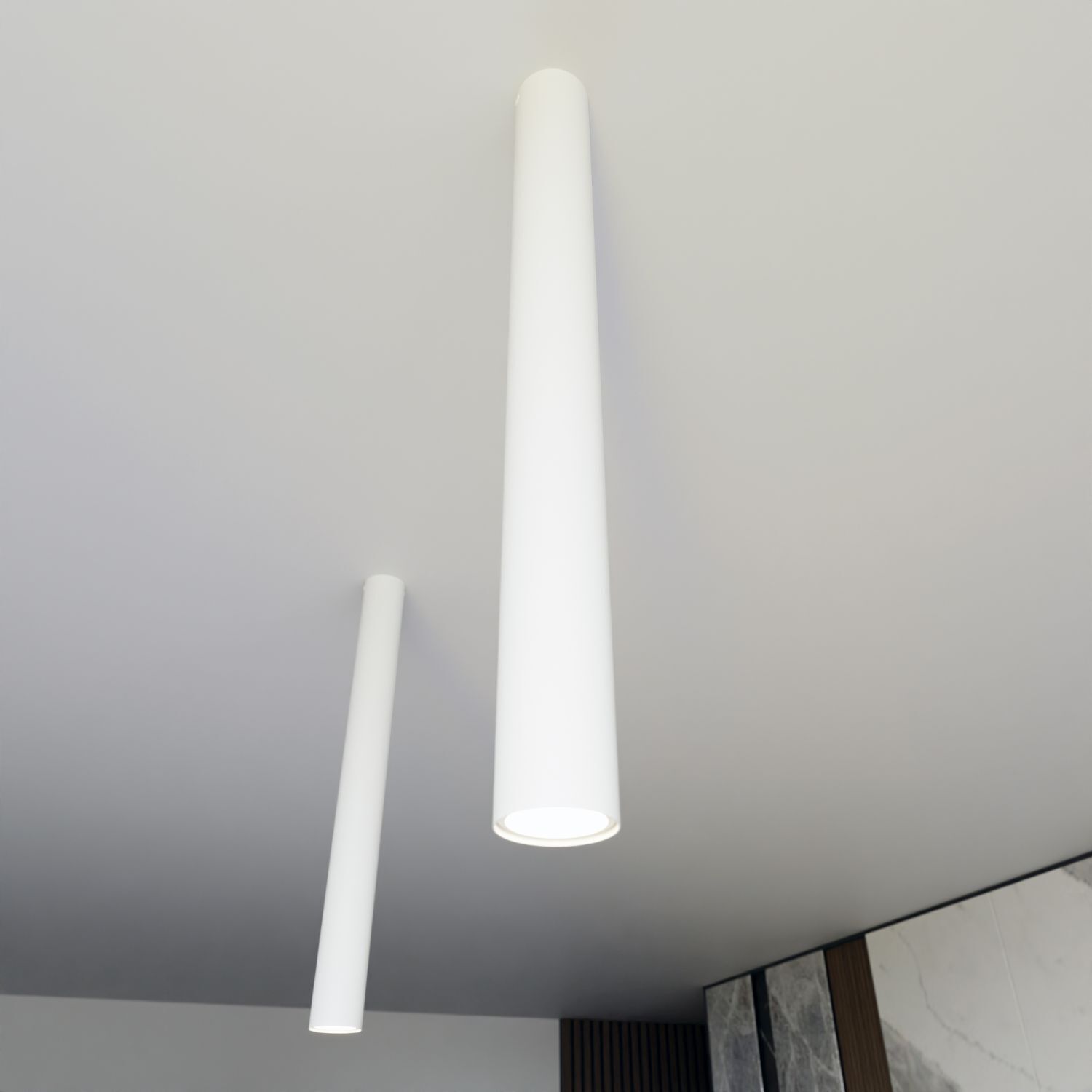 Aufputz Spot Lampe schmal Ø 6 cm H: 60 cm Metall Weiß GU10