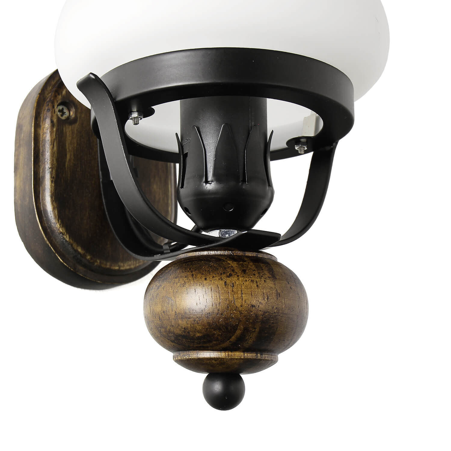 Urige Wandlampe Holz Glas E27 Landhaus Stil Lampe