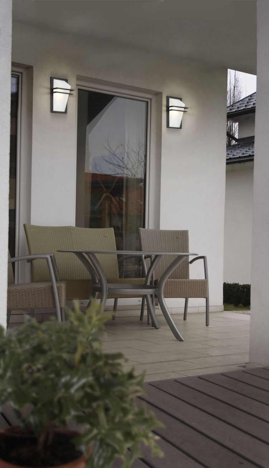Wandleuchte Außen Park Anthrazit Innenarchitektur, Pflanze, Stuhl, Veranda, Balkon