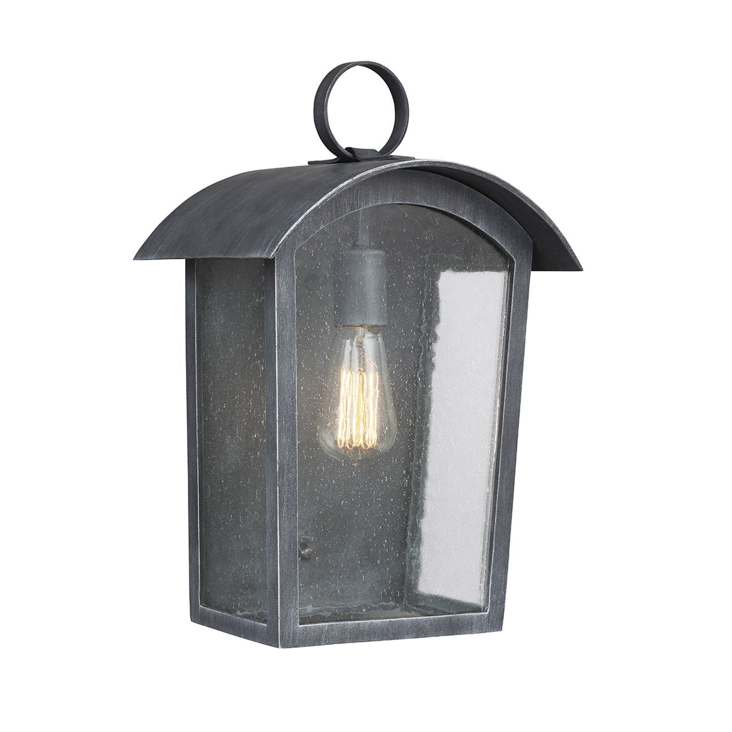 Außenlampe Schwarz antik Regenglas E27 IP44 Rustikal