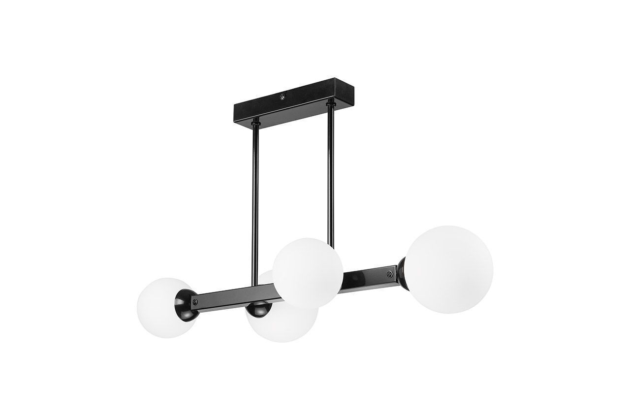 Deckenleuchte Metall Glas Schwarz Weiß 4x G9 Kugelschirm