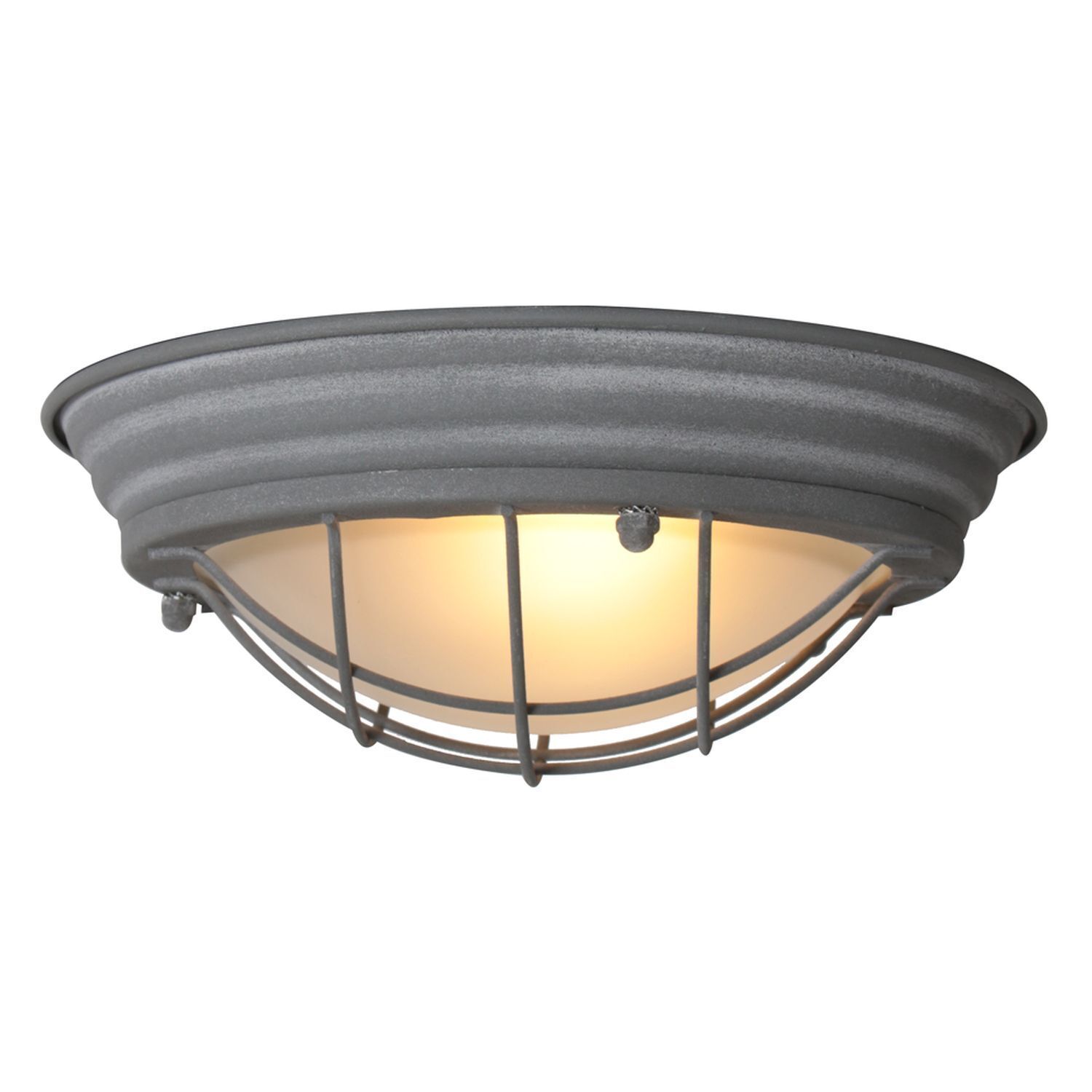 Industrie Deckenlampe Metall Glas Grau Weiß Ø29 cm E27