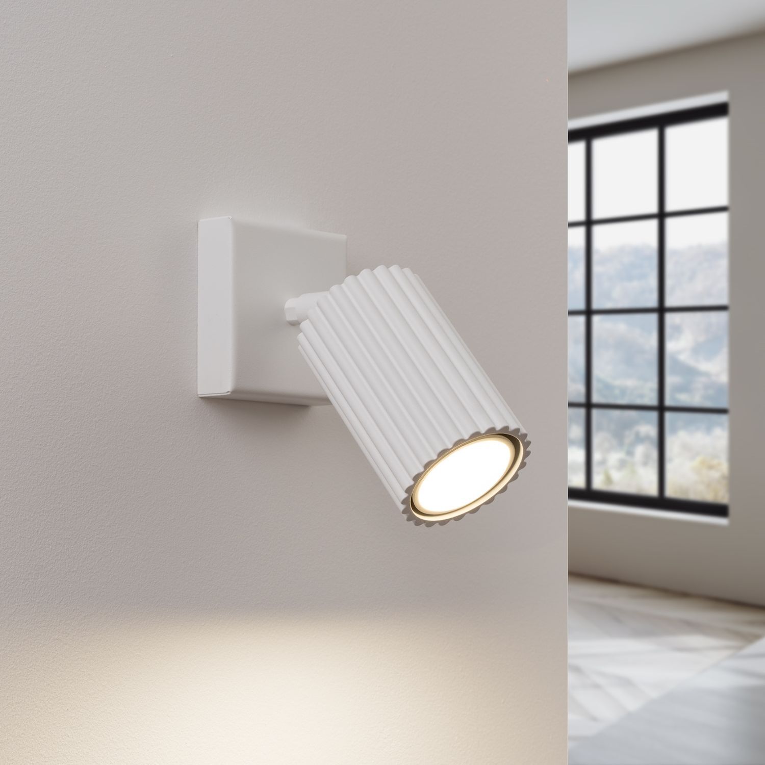 Wandspot Weiß B: 8 cm klein schwenkbar Modern GU10