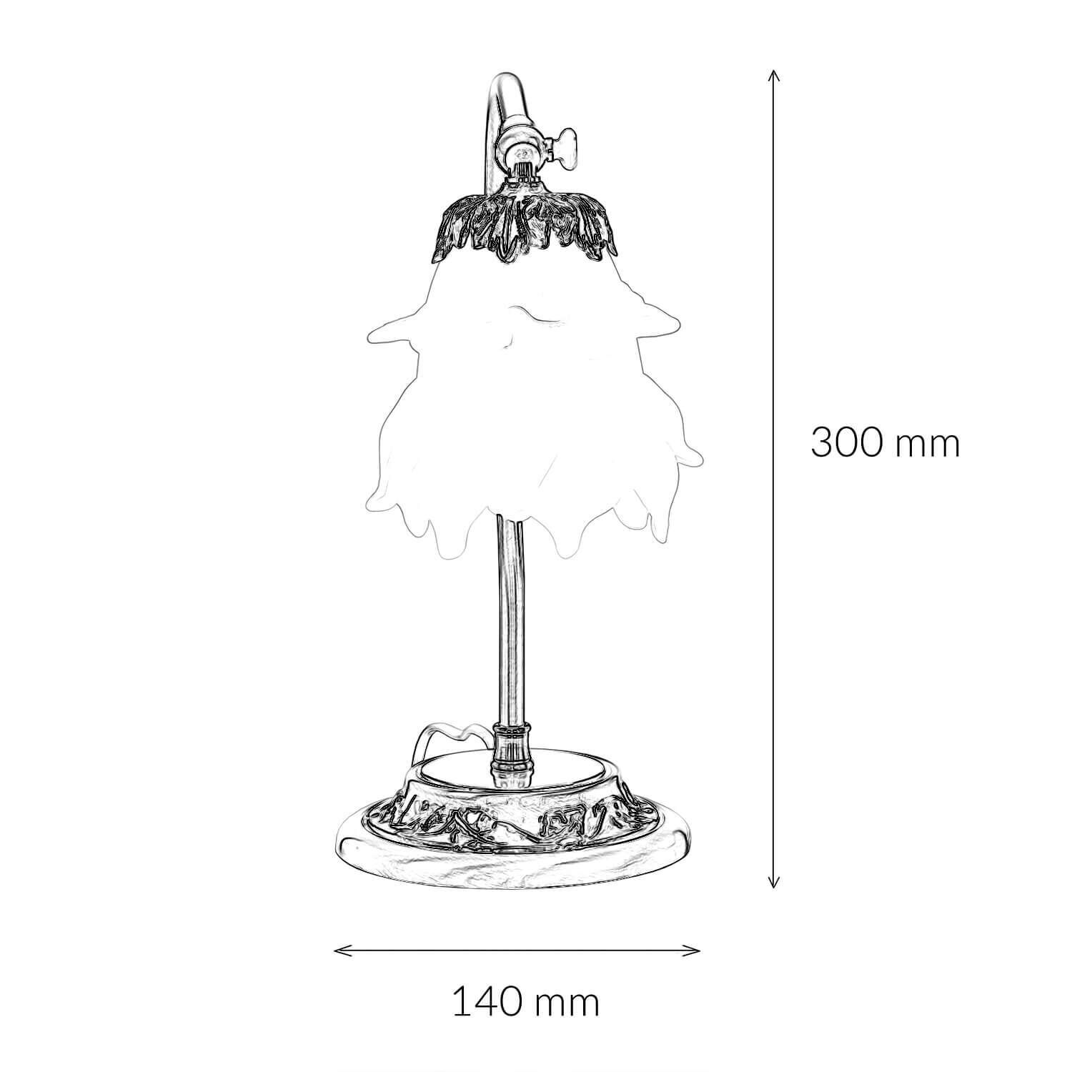 Schreibtischlampe Messing Glas Floral schwenkbar