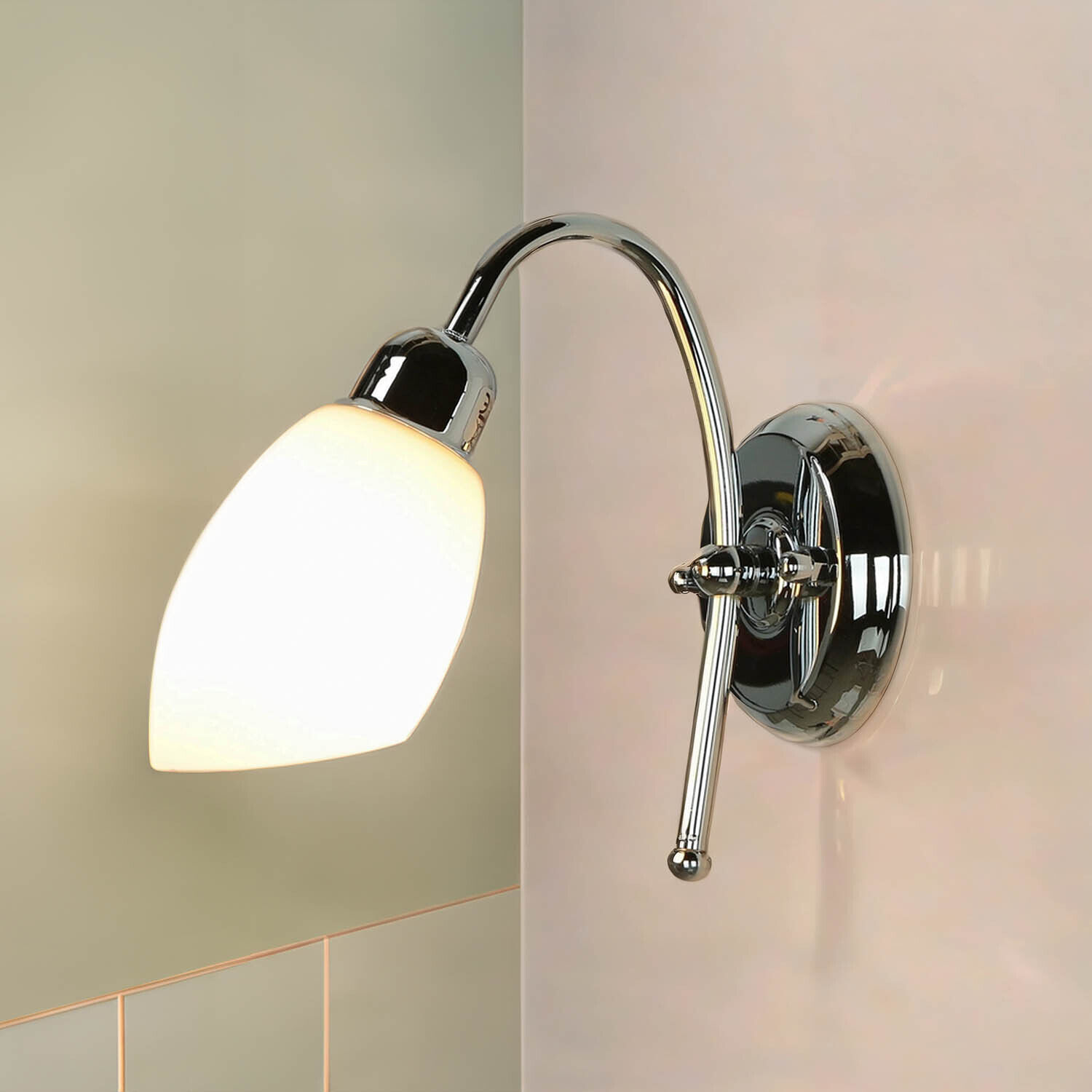 Badlampe Chrom Echt-Messing E14 rostfrei ISMENE