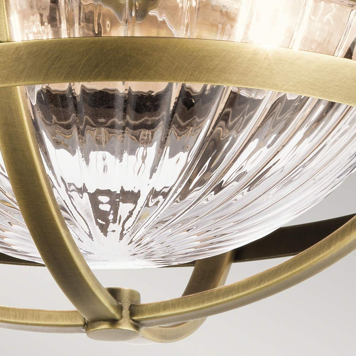 Deckenleuchte rund Ø 30,5 cm Metall Riffelglas 2x E27