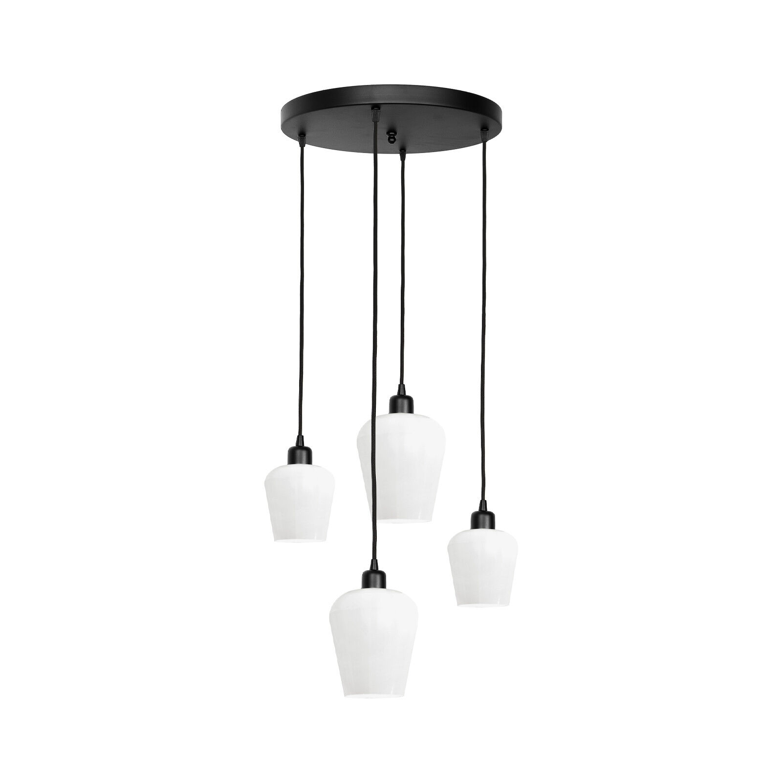 Hängelampe rund D: 49,5 cm Glas Messing Eisen Schwarz Weiß