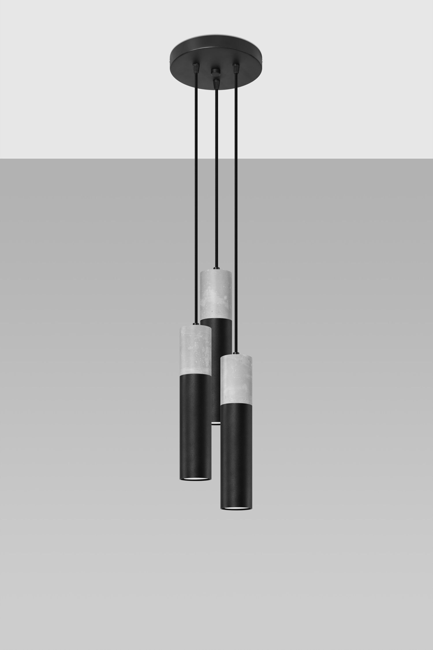 Hängelampe Schwarz Grau Ø 20 cm Metall Beton 3-flammig