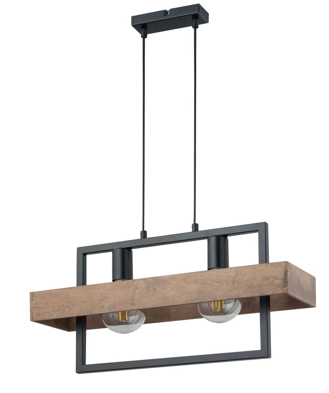 Holz Pendelleuchte Schwarz Braun L:55 cm E27 Modern