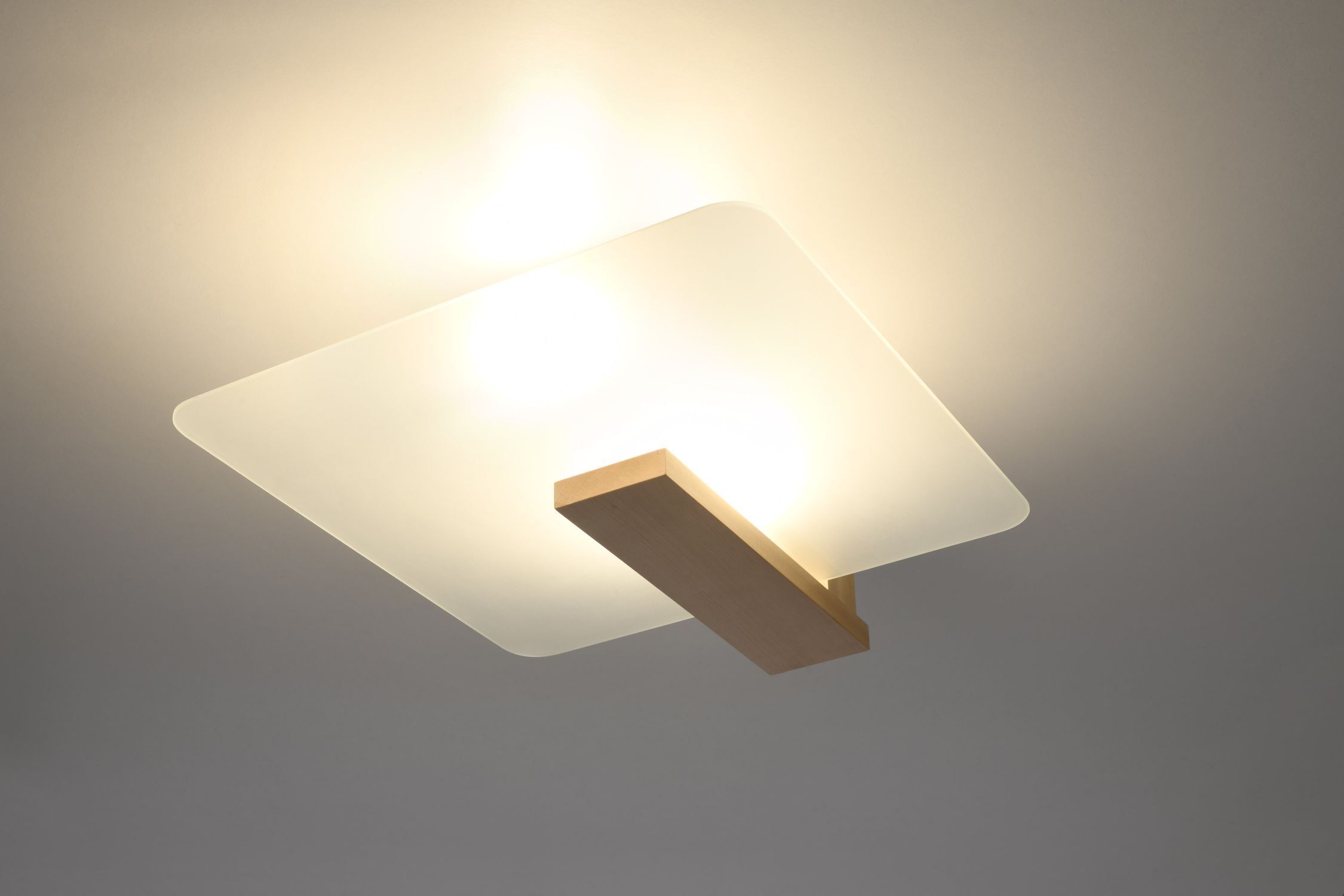Deckenlampe Glas Holz 47,5 cm lang blendarm 2x E27