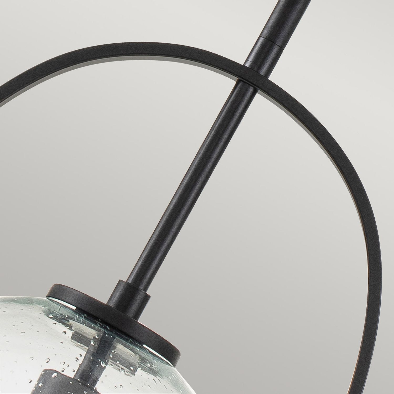 Pendelleuchte Metall Glas E27 rund D: 28,9 cm Schwarz
