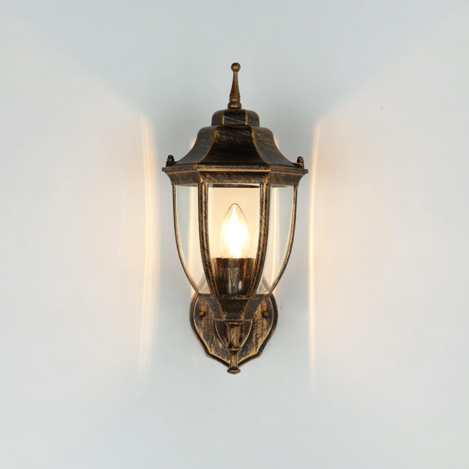 Außenwandlampe LYON Schwarz Kupfer E27 Rustikal Leuchte, Lampe