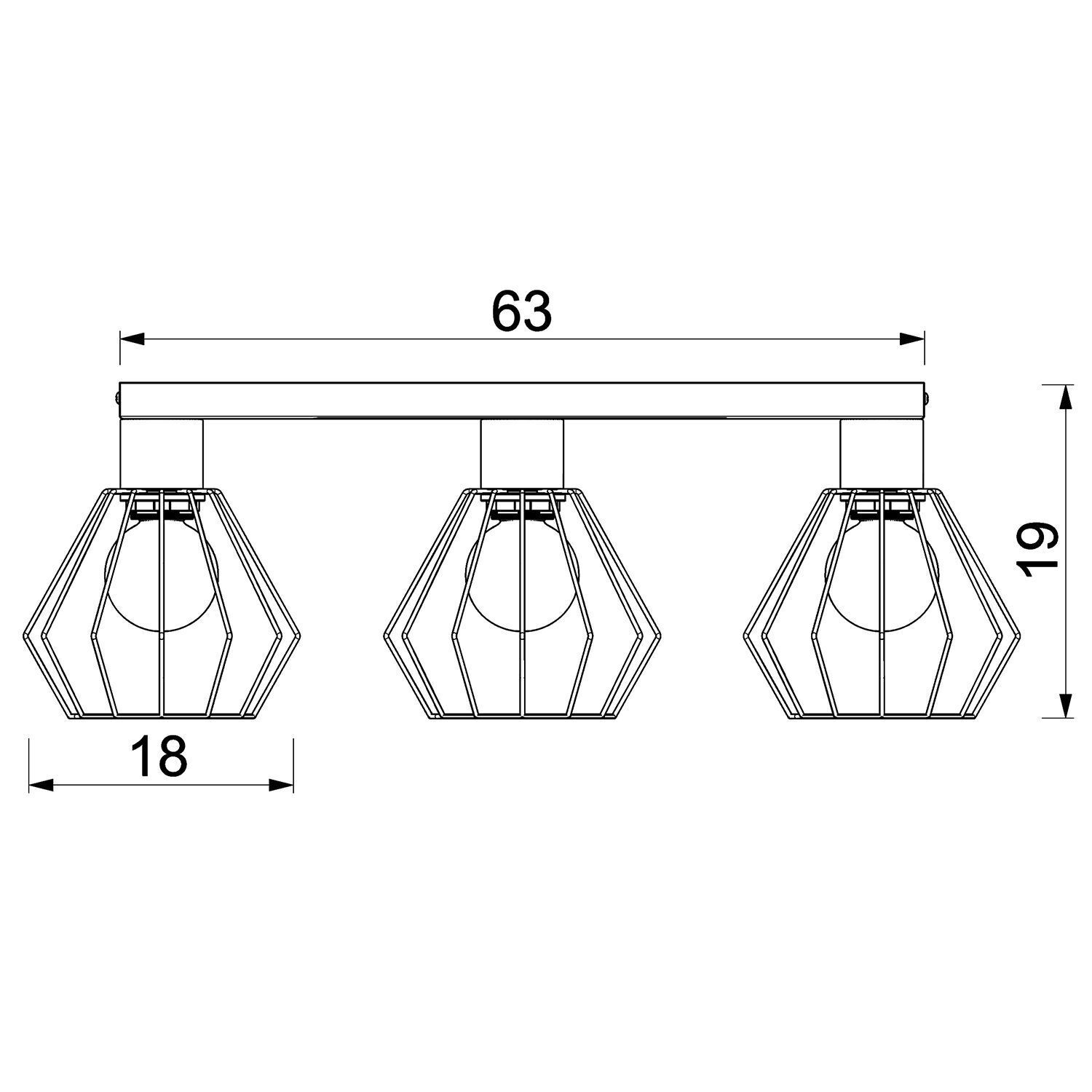 Deckenleuchte Metall Draht Schwarz L:63 cm E27 3-flmg