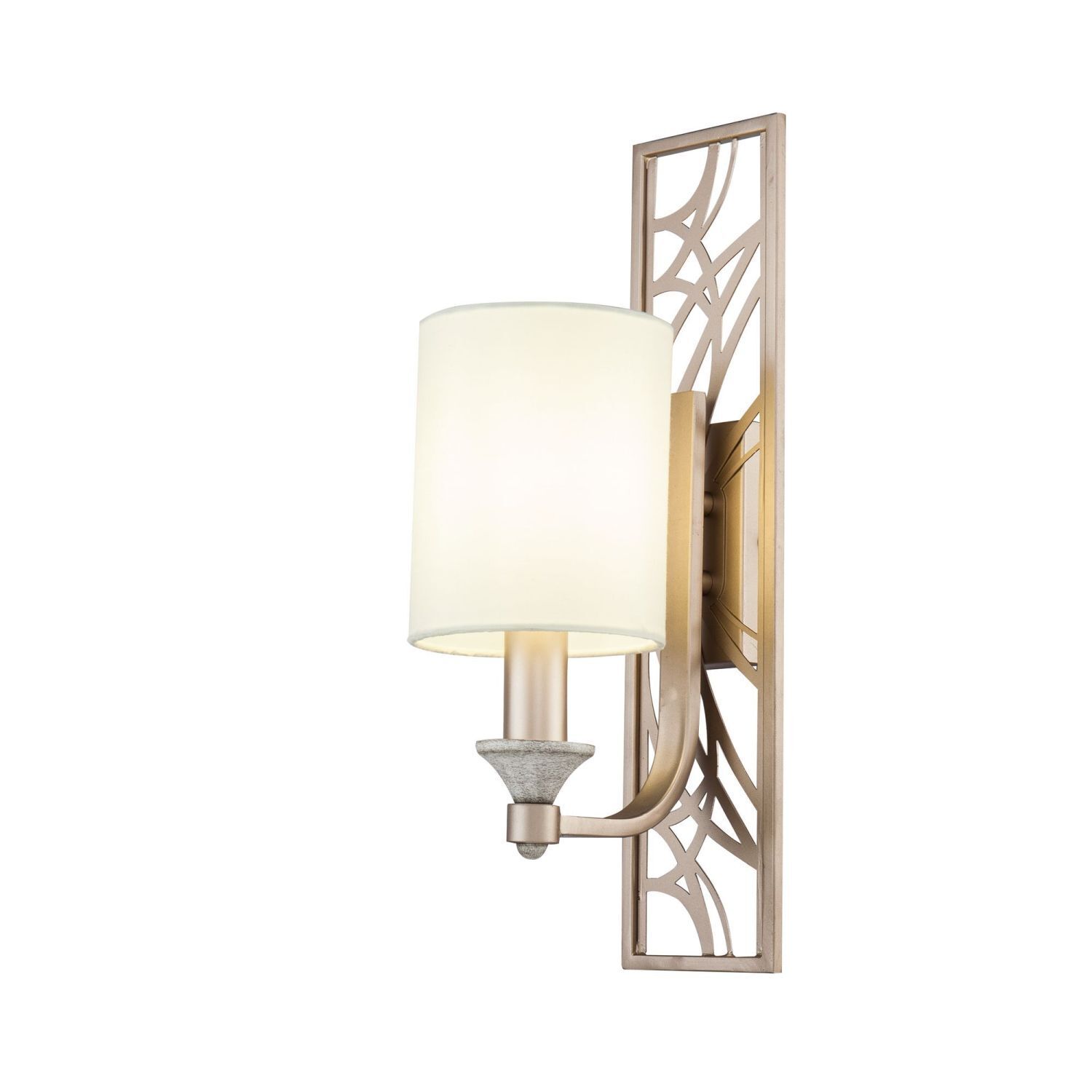Wandlampe Metall Stoff H: 42 cm in Cremegold Weiß E14