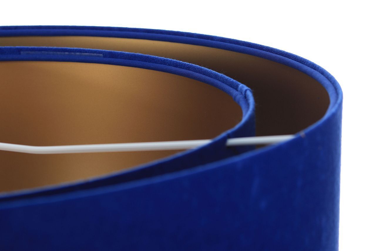Pendelleuchte E27 rund Ø 50 cm Blau Gold Stoff Velours Optik