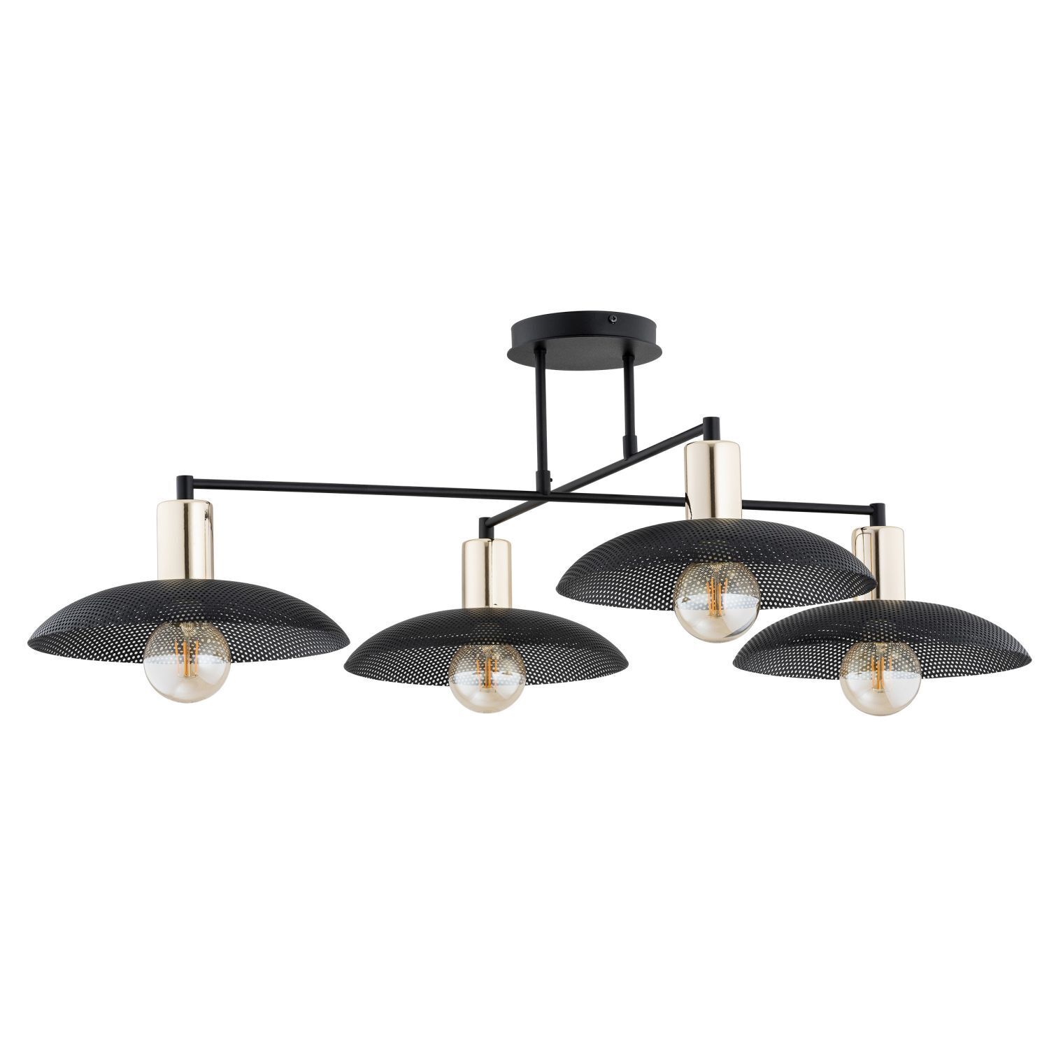 Deckenlampe groß 100 cm lang in Schwarz Gold 4x E27 Metall