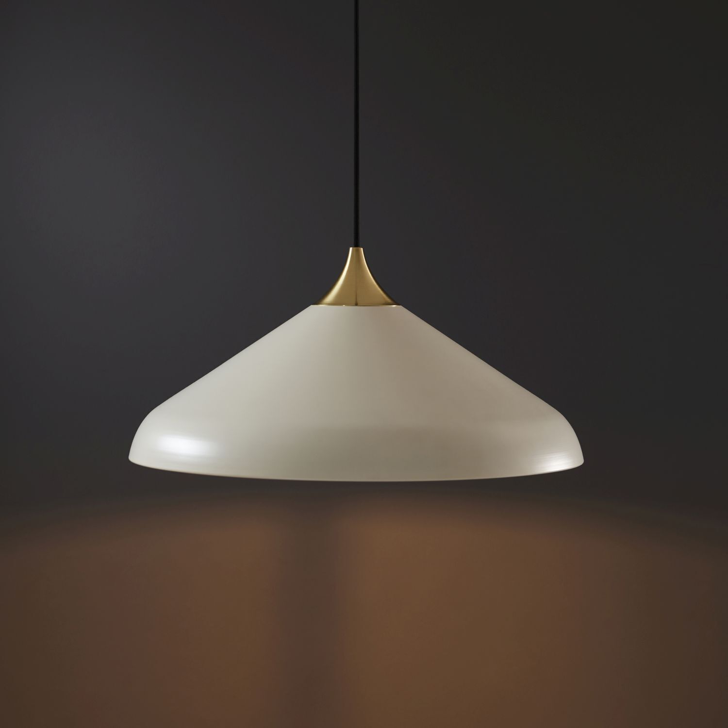 Hängeleuchte Weiß Messing rund D: 50 cm Metall E27