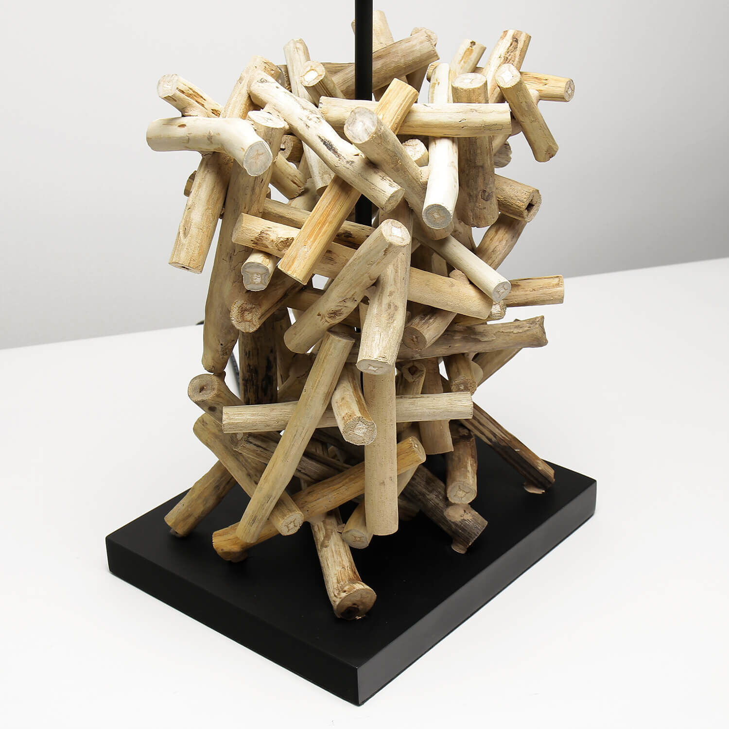 Design Tischleuchte Treibholz Stoff dekorativ Wohnzimmer Holz, Treibholz