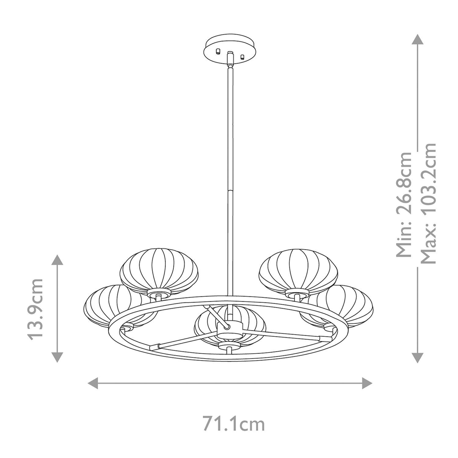 Deckenlampe Badezimmer IP44 Chrom Weiß Ø 71 cm verstellbar LED