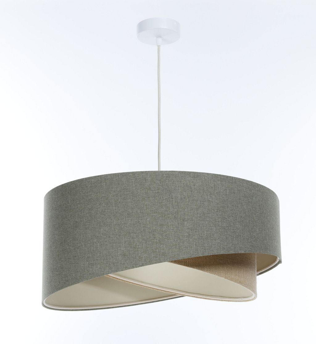Pendelleuchte E27 Stoffschirm Ø 50 cm Grün Beige verstellbar