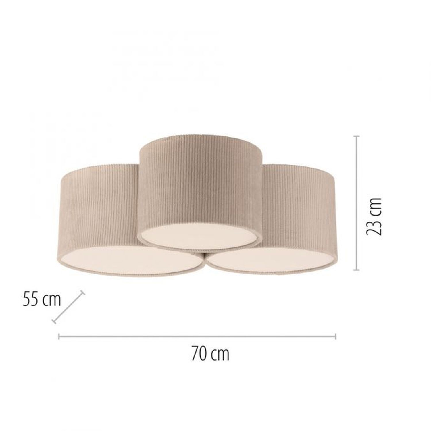 Wohnliche Deckenlampe Beige E27 L:70 cm 3-flmg blendarm