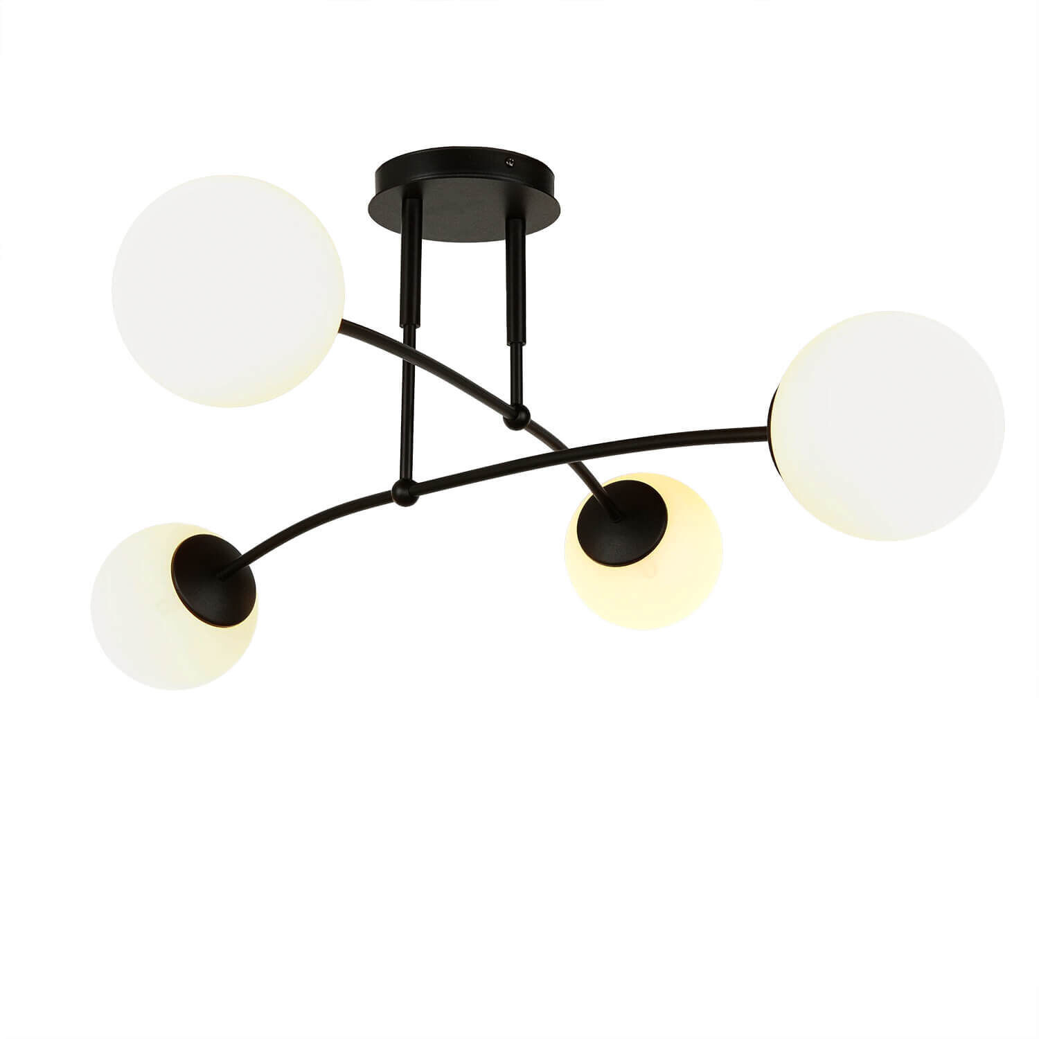 Deckenlampe Modern Schwarz Weiß Kugel Schirm 4x E14