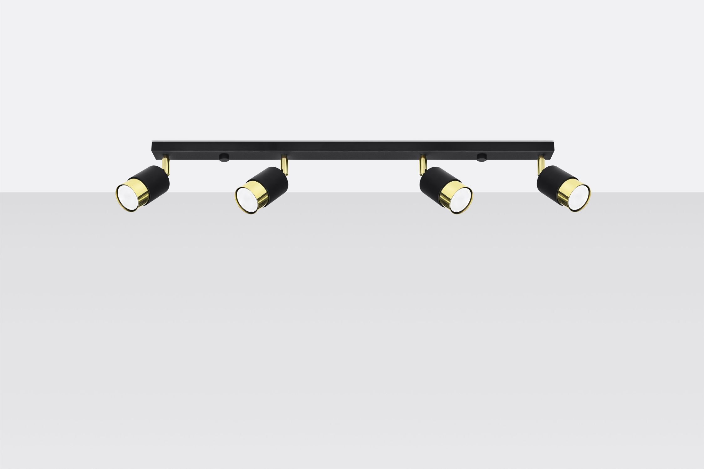 Spot Strahler 4-flammig 81 cm länglich Schwarz Gold GU10