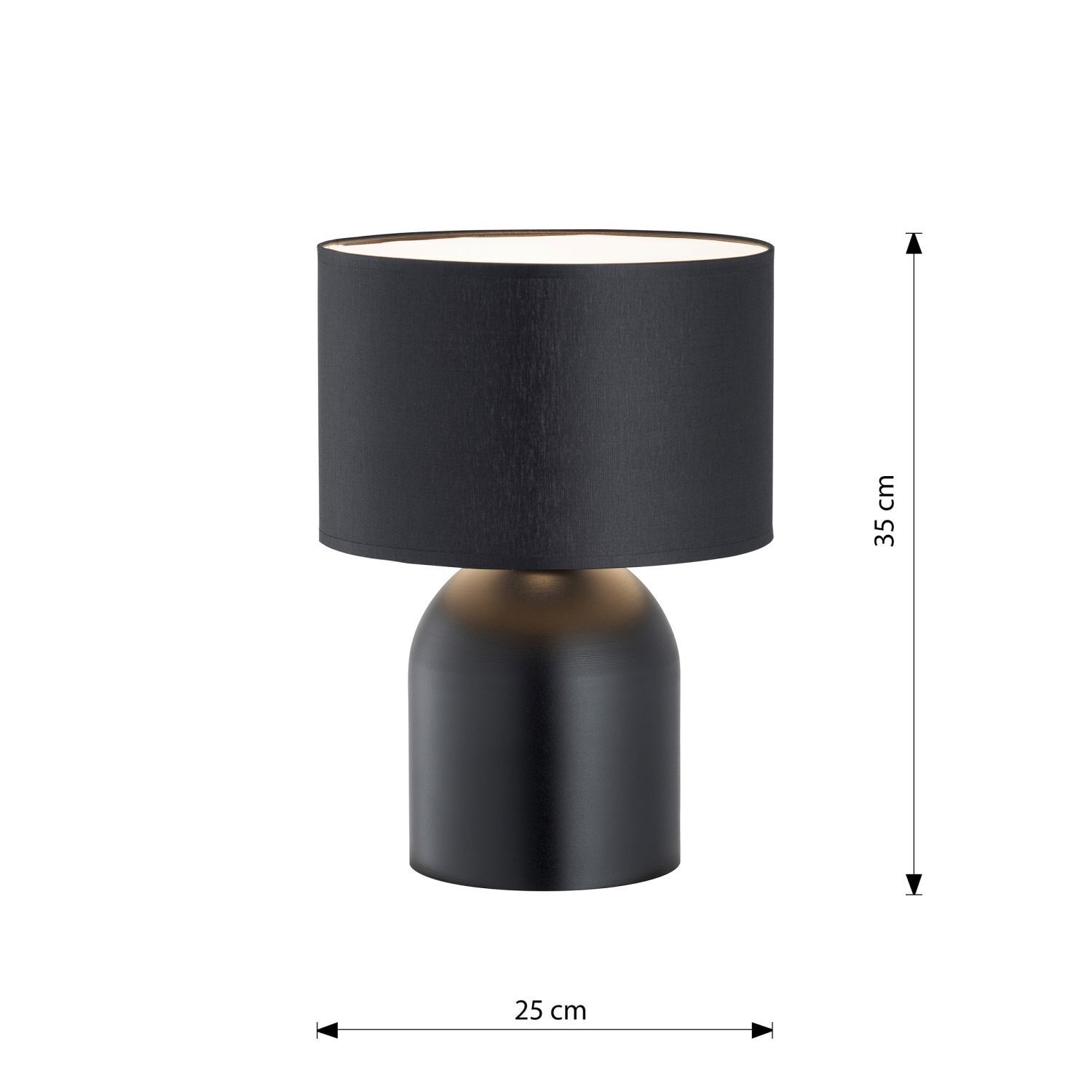 Tischleuchte Metall Stoff 35 cm Schwarz Weiß E27 CLARA