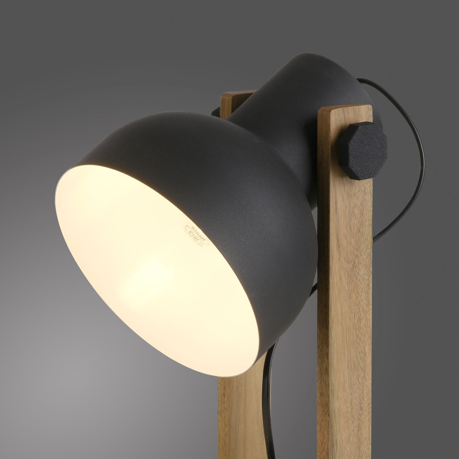 Flexible Tischlampe Holz Metall E27 45 cm Industrial