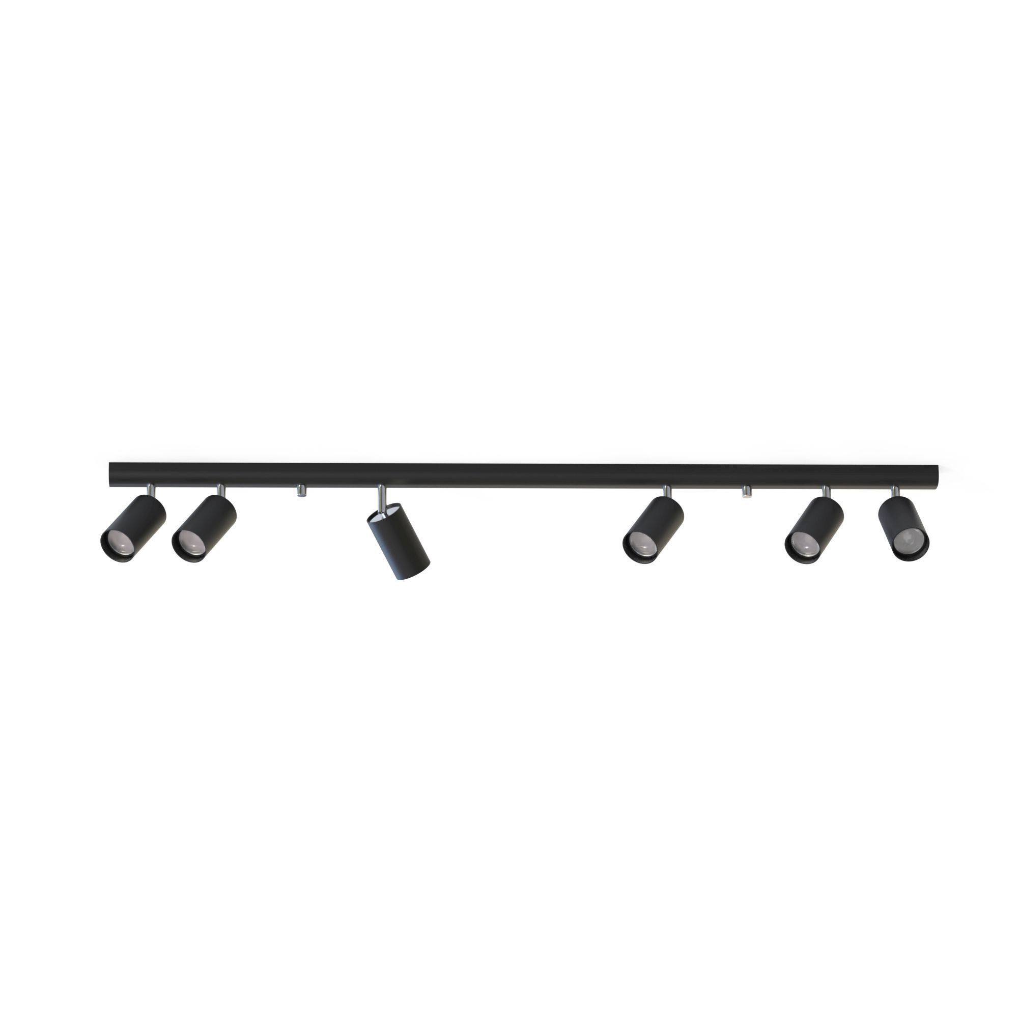 XXL Deckenstrahler Schwarz 119 cm lang 6x GU10 Metall Lichtleiste, Trackleuchte, LED-Lampe, Schwarze Bar, Lichtstrahler