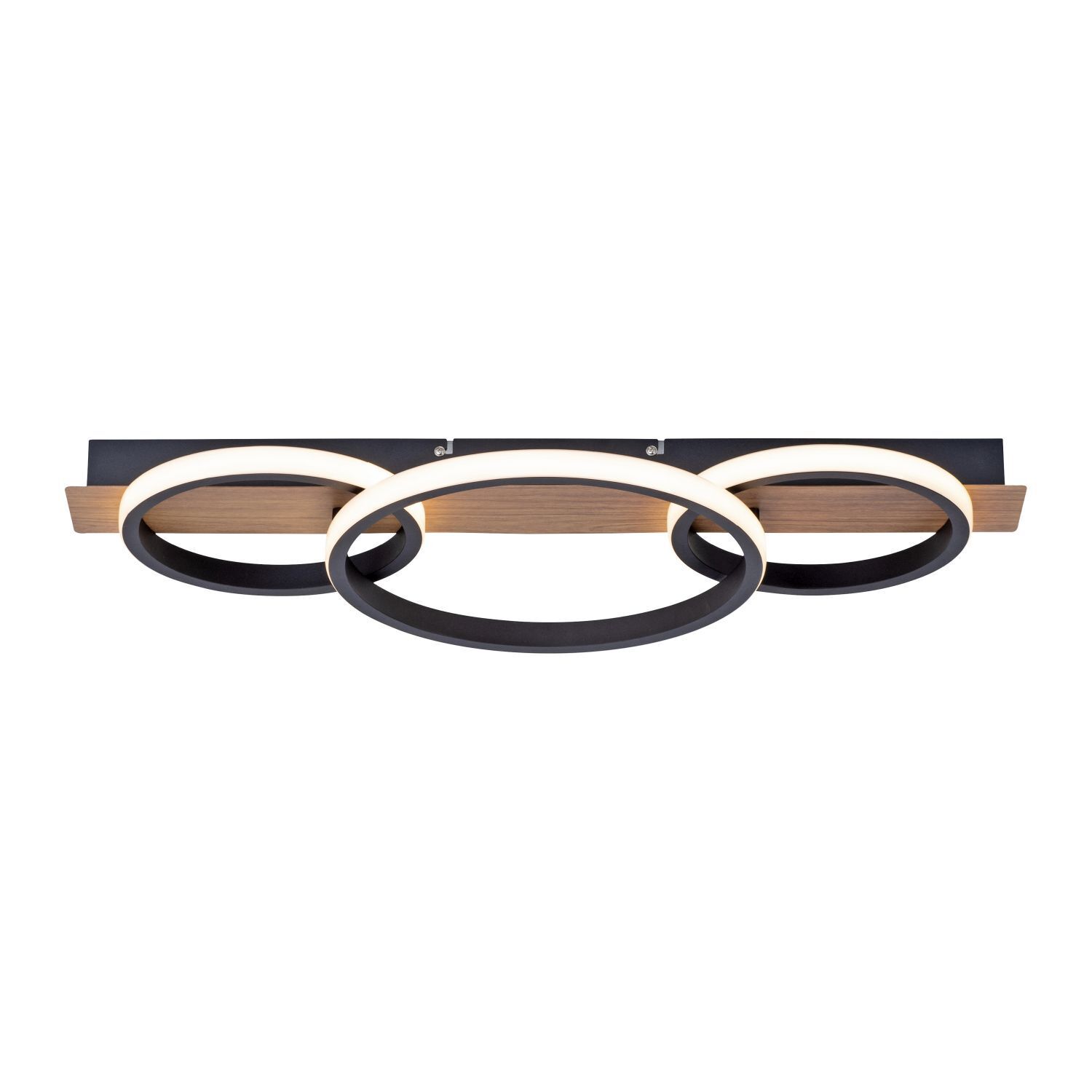LED Deckenlampe Holz Metall Natur Schwarz 68 cm 3000 K