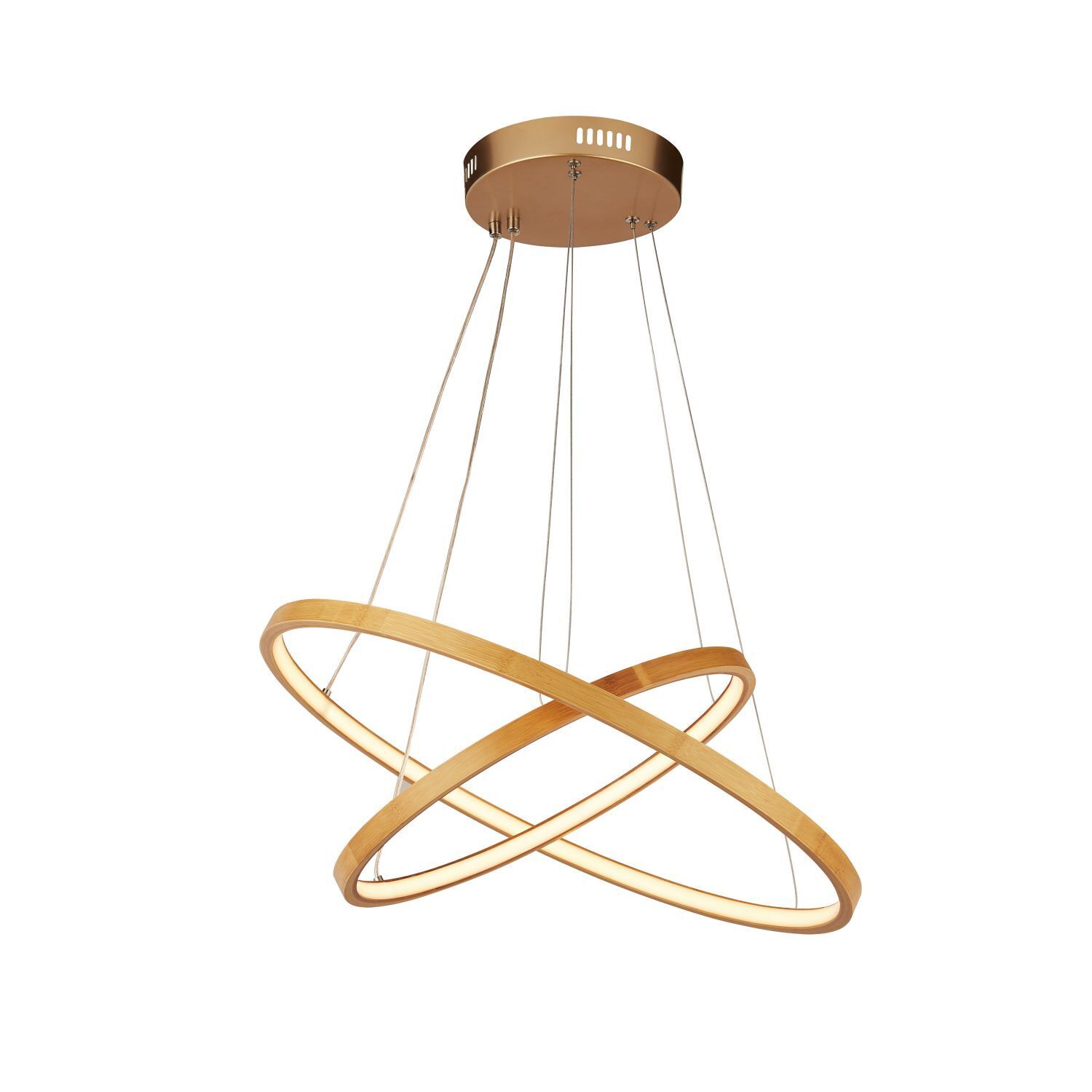 LED Hängeleuchte Bambus in Gold Natur Ø 50 cm Ring