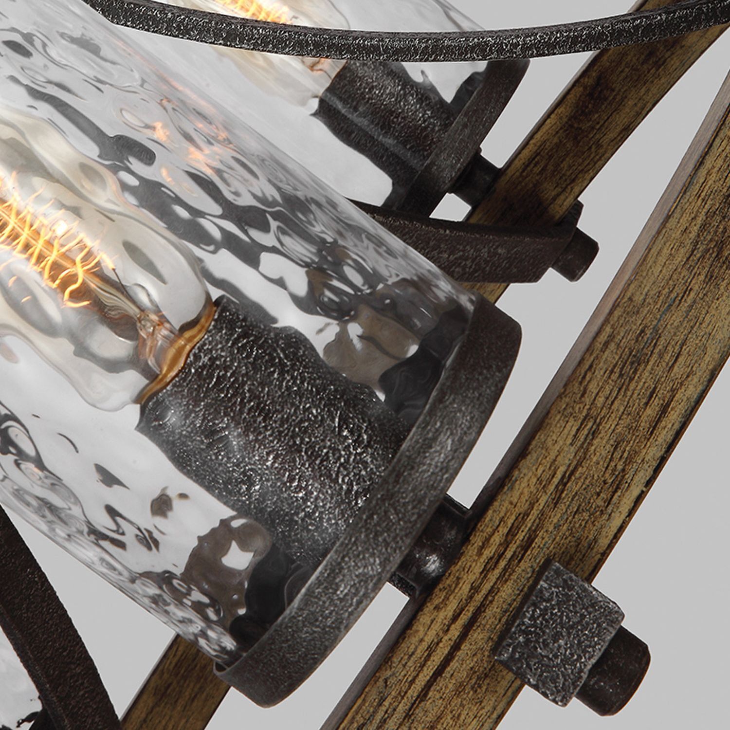 Kronleuchter Metall Glas D: 61 cm rund Rustikal Lampe