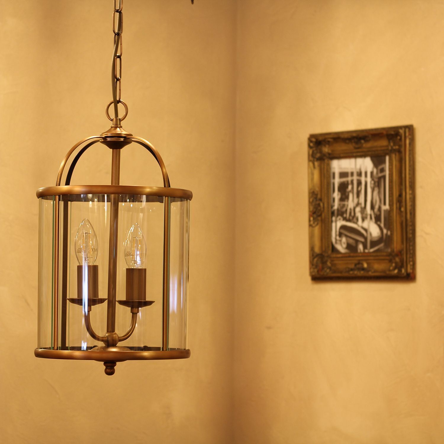 Hängelampe Glas Metall in Bronze B:23 cm E14 elegant