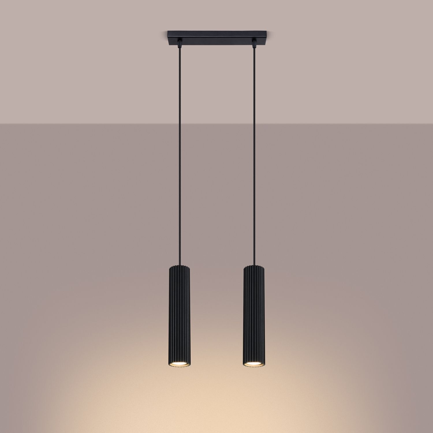 Pendelleuchte Schwarz B: 30 cm Aluminium GU10 2-flammig Lampe
