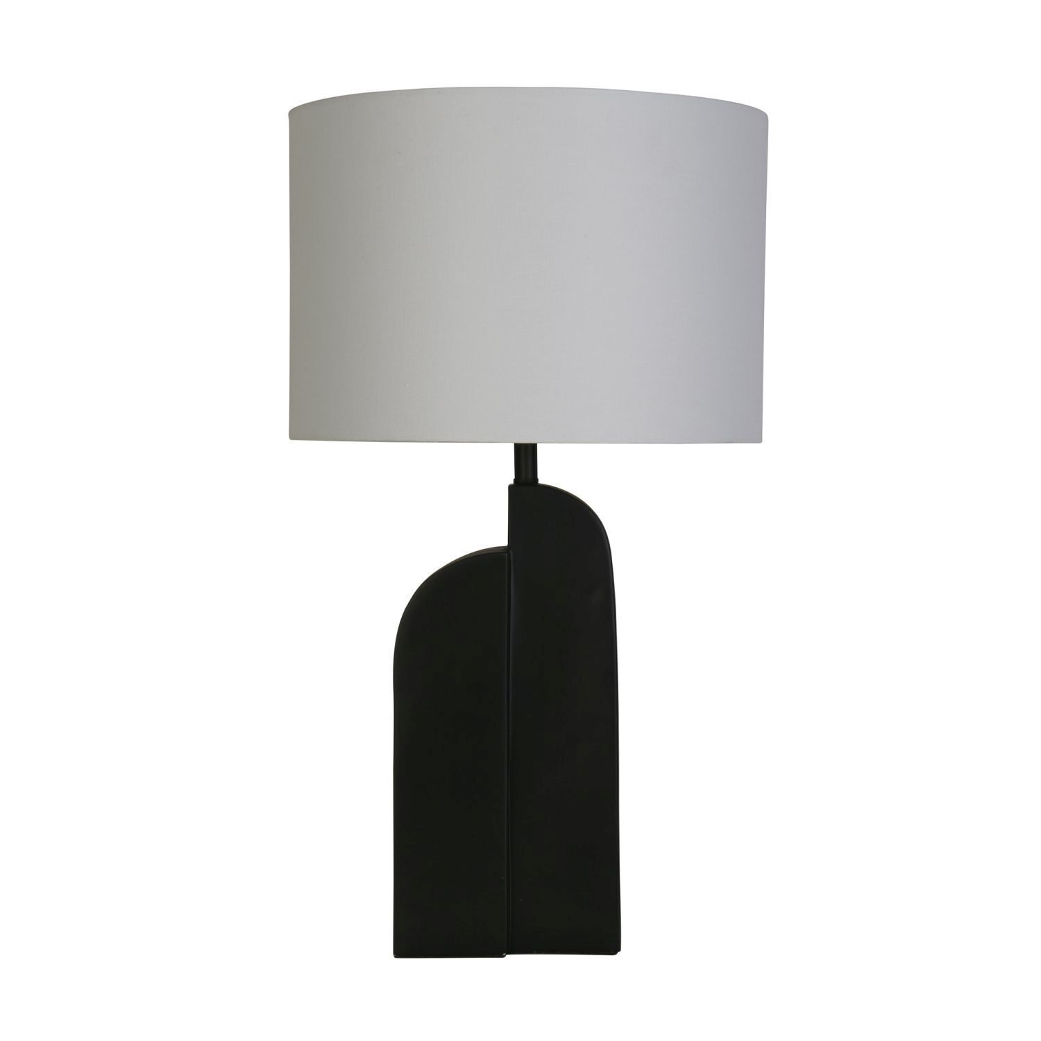 Schwarze Tischleuchte Metall Stoff in Weiß 65 cm E27