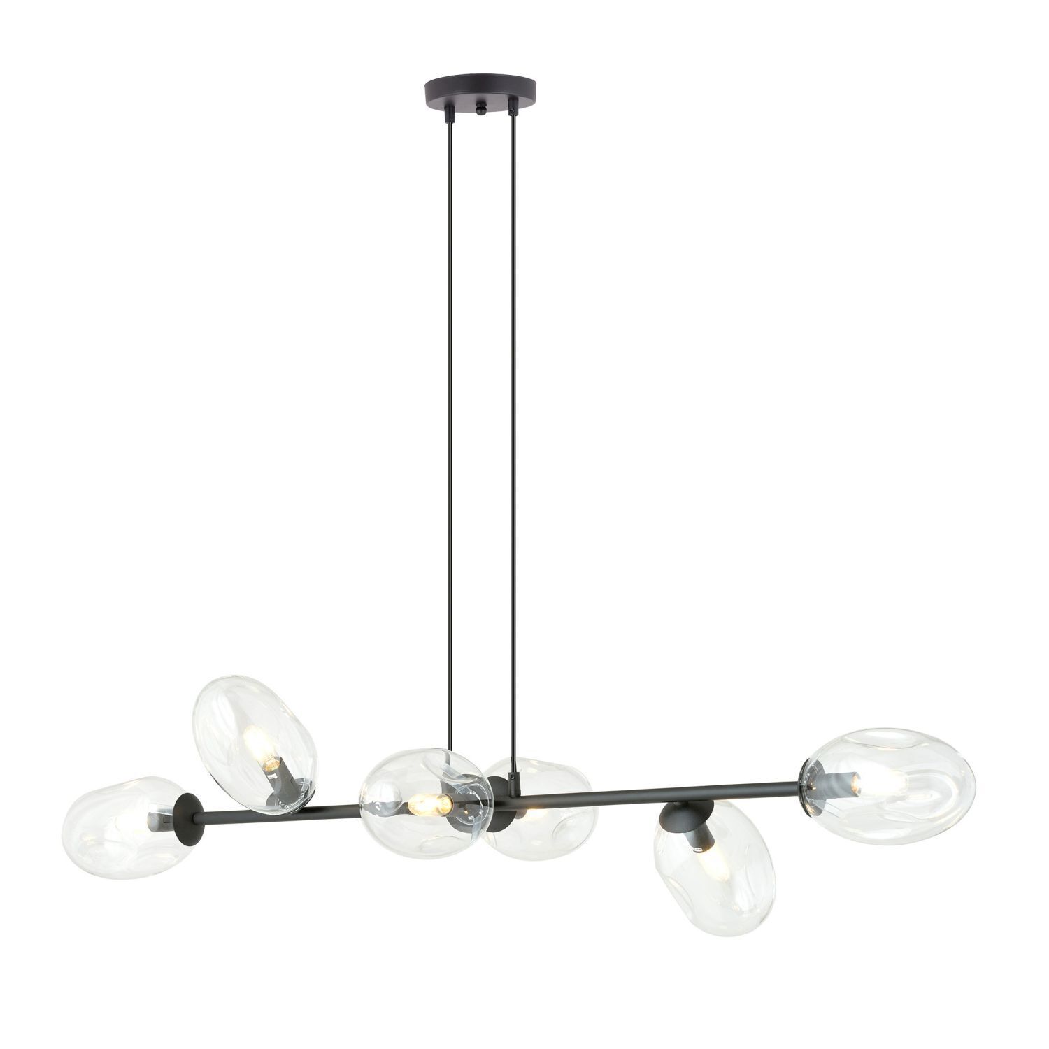 Pendelleuchte Schwarz Klar 6-flammig 120 cm lang