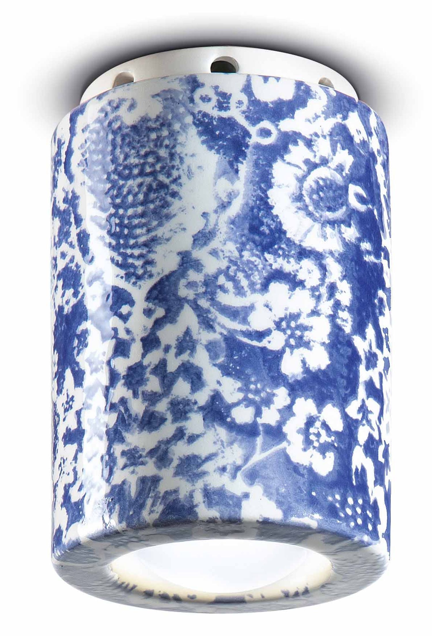 Deckenspot Keramik Ø 8,5 cm Aufputz Blau Muster E14