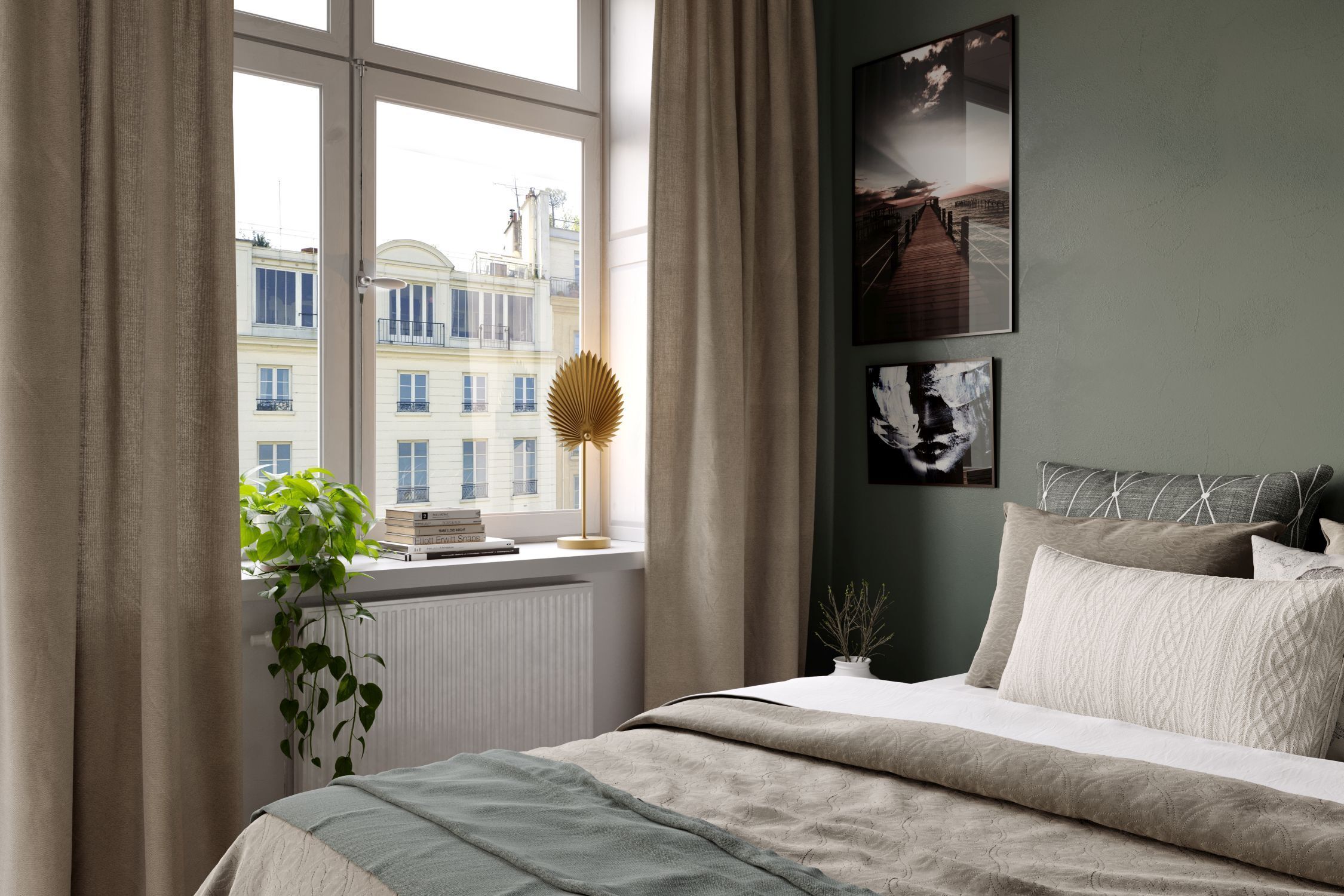 Innenarchitektur, Inneneinrichtung, Fenster, Gemälde, Kissen