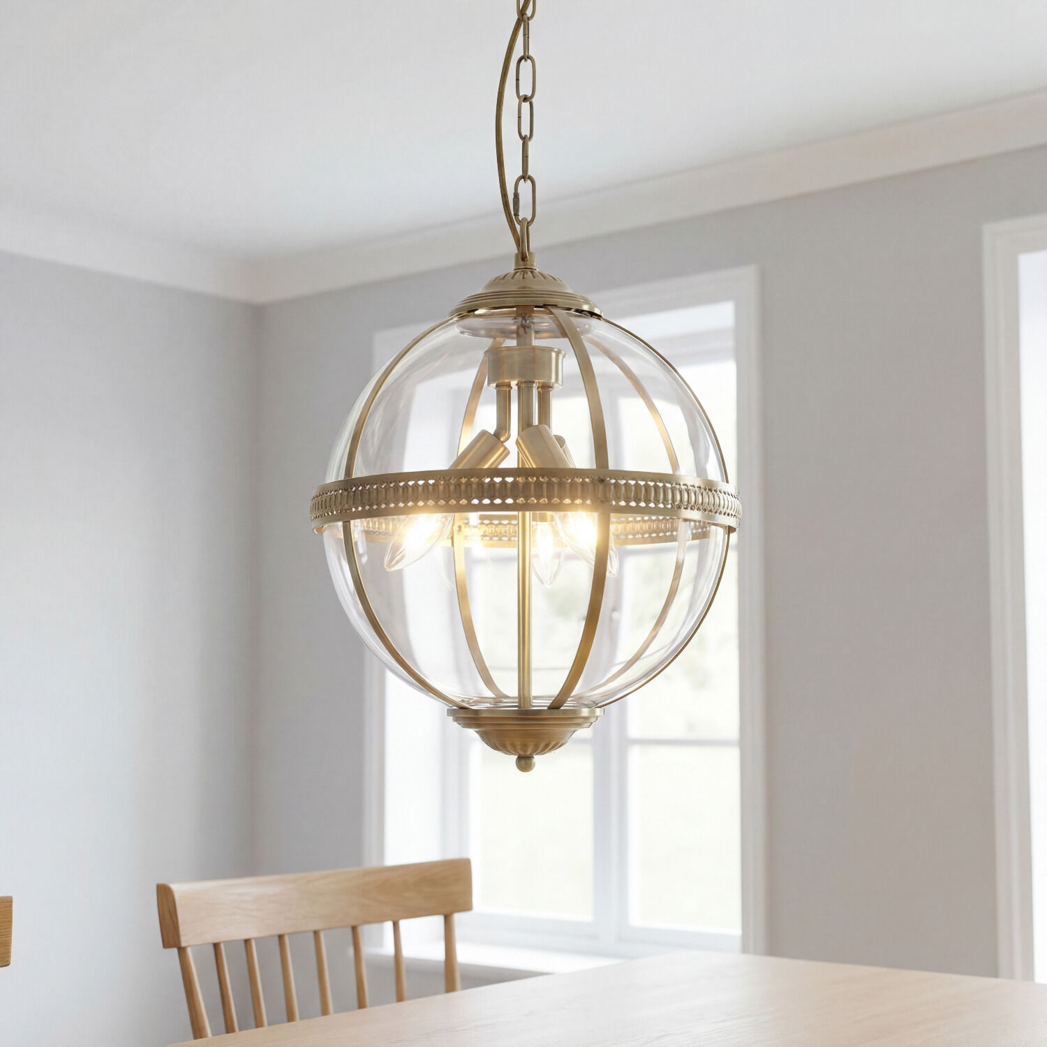 Hängelampe, Glaskugel, Metallrahmen, Kronleuchter, Wohnraumdekor