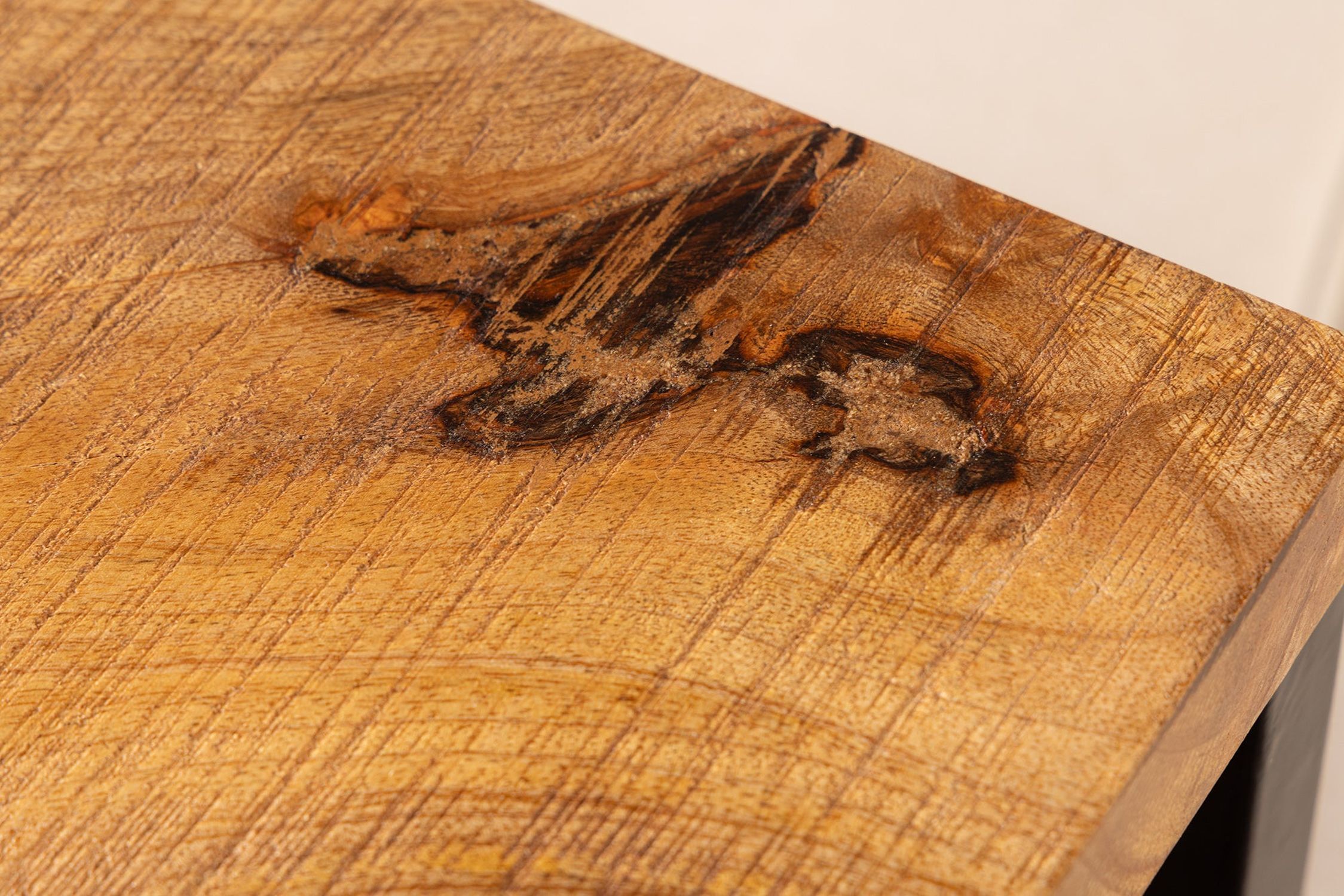 Beistelltisch Mango Holz Metall 26 x 36 cm Holz, Hartholz, Drinnen, Innenarchitektur, Gebeiztes Holz