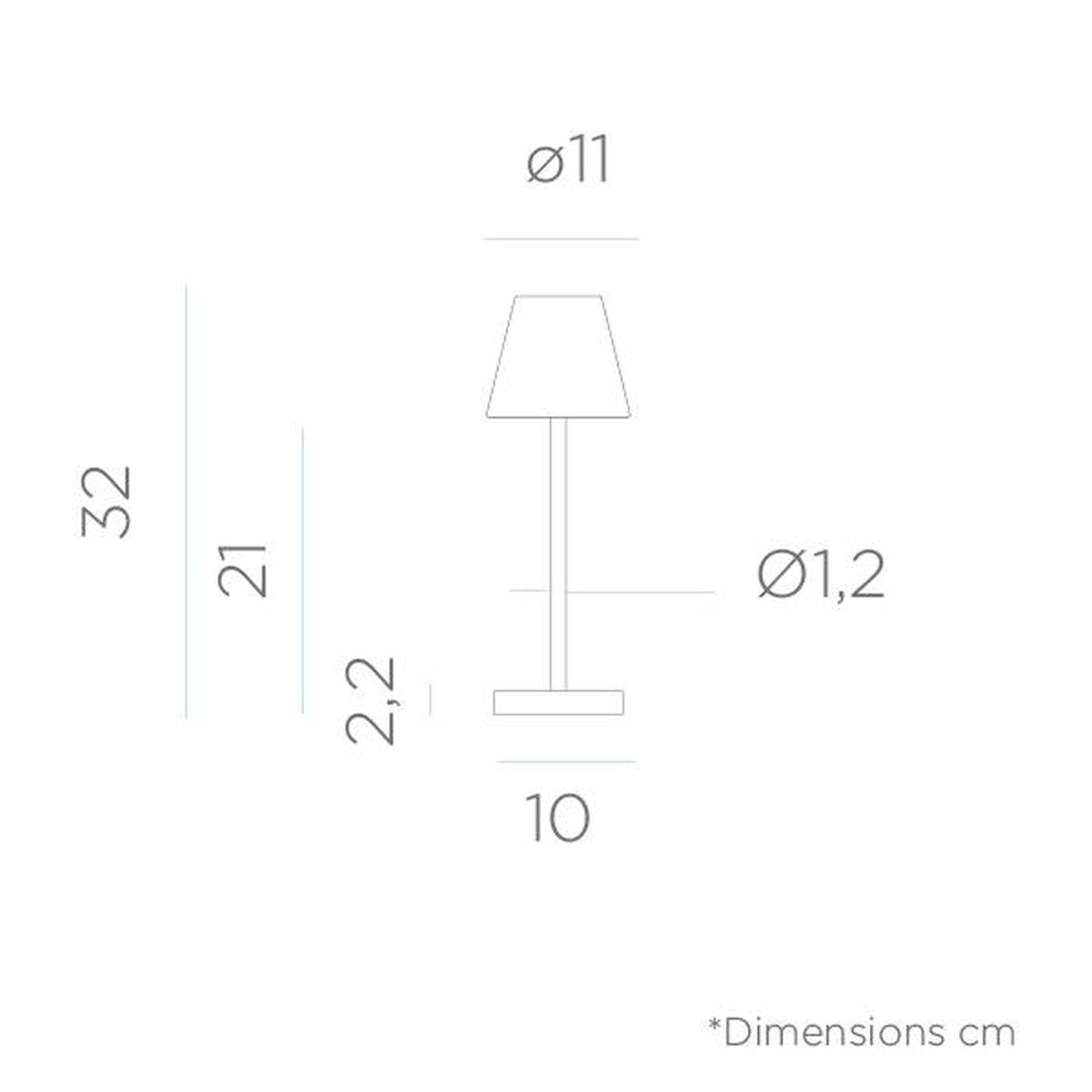 LED Tischleuchte außen kabellos 32 cm Touch Dimmer Grau Weiß