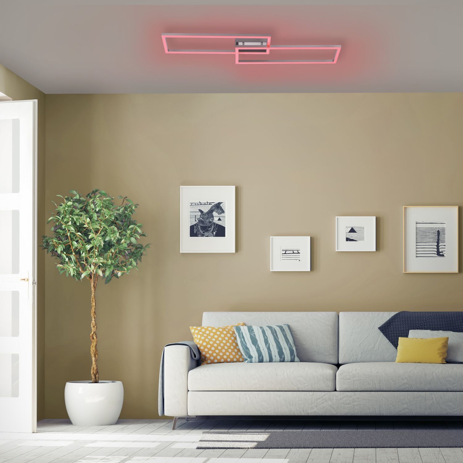 LED Deckenleuchte RGB Licht Metall dimmbar 2700-5000 K Wohnzimmer, Pflanze, Pflanze im Topf, Dekoration für Ihr Zuhause, Couch