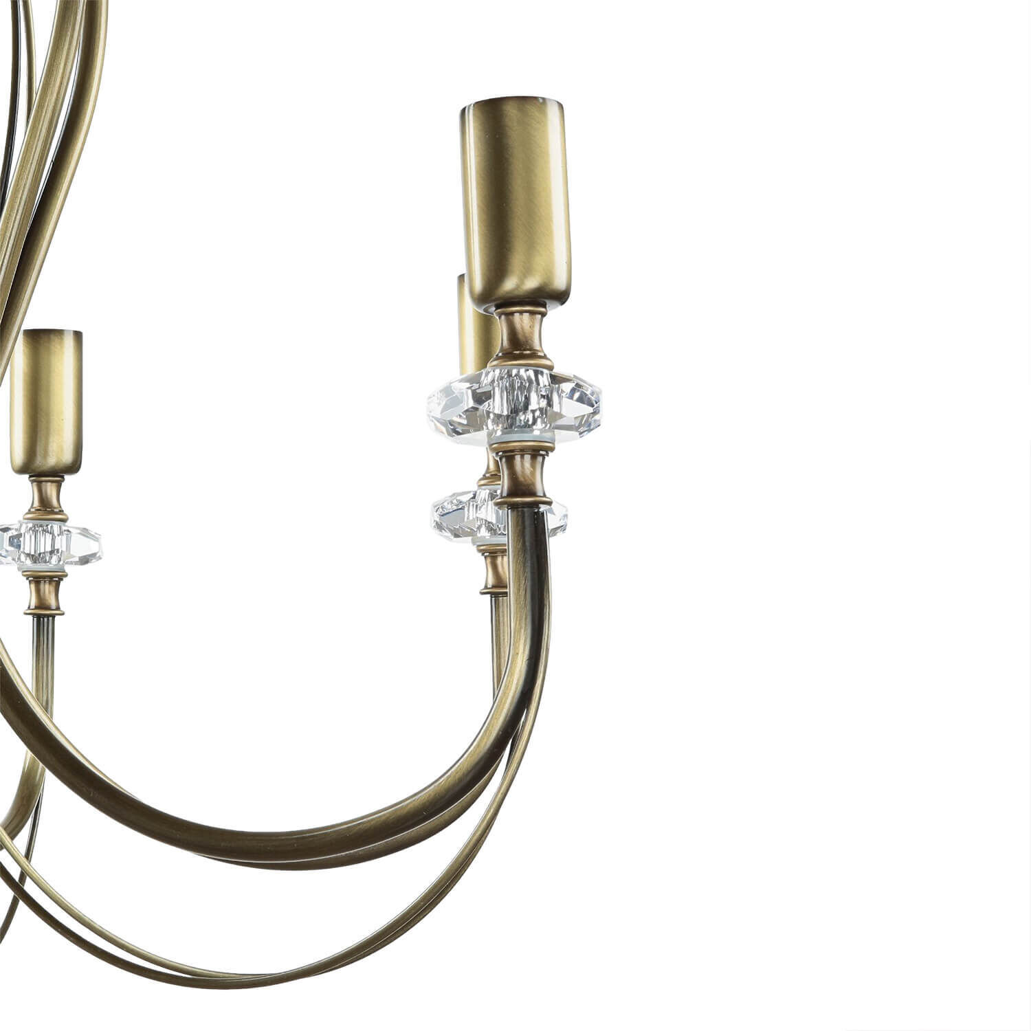 Rustikaler Kronleuchter Metall in Messing E14 6-flammig Kerze, Rauchrohr, Kronleuchter, Lampe