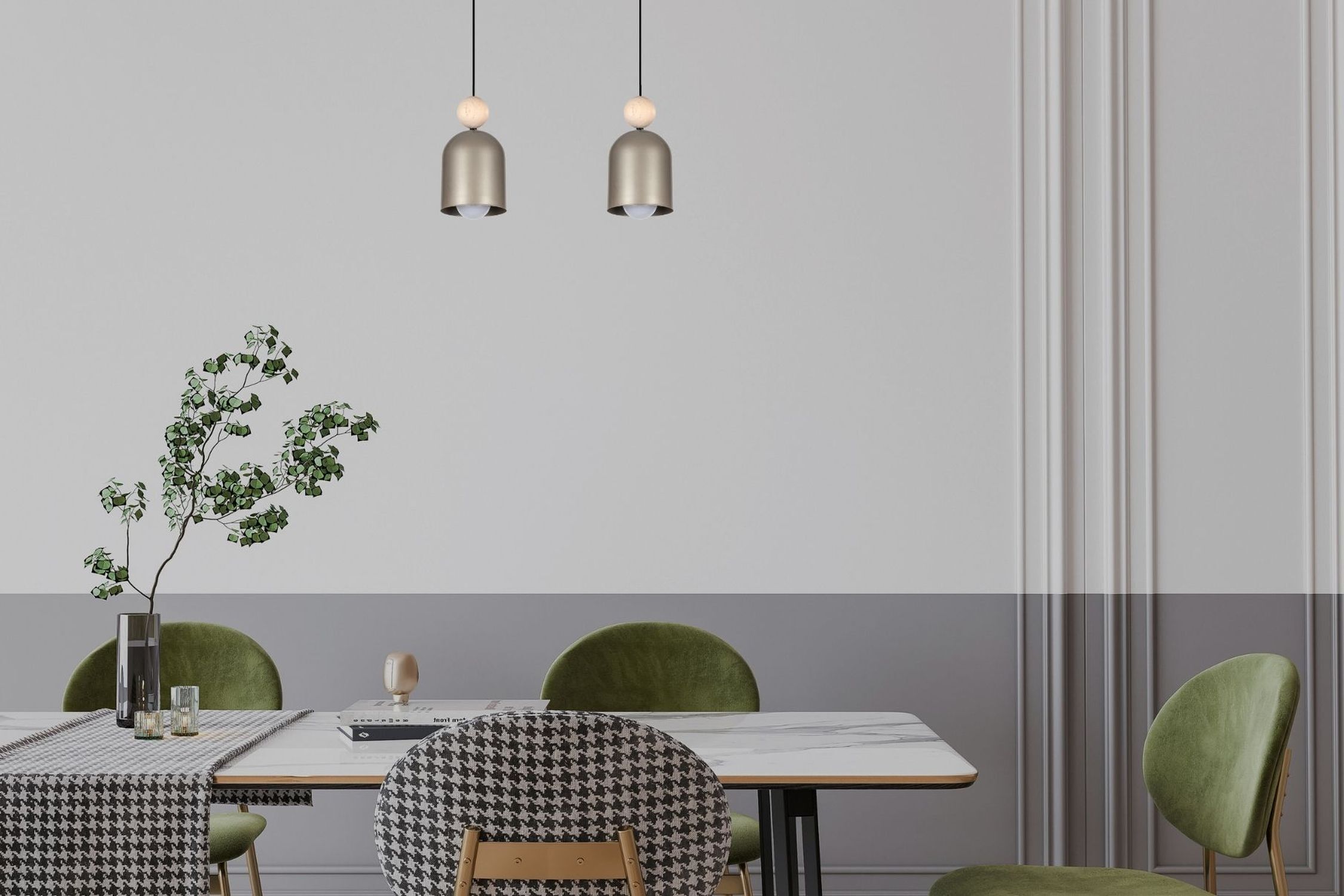 Gemütliche Hängelampe Champagner Metall Holz E27 46 cm Speisesaal, Esstisch, Tisch, Innenarchitektur, Stuhl