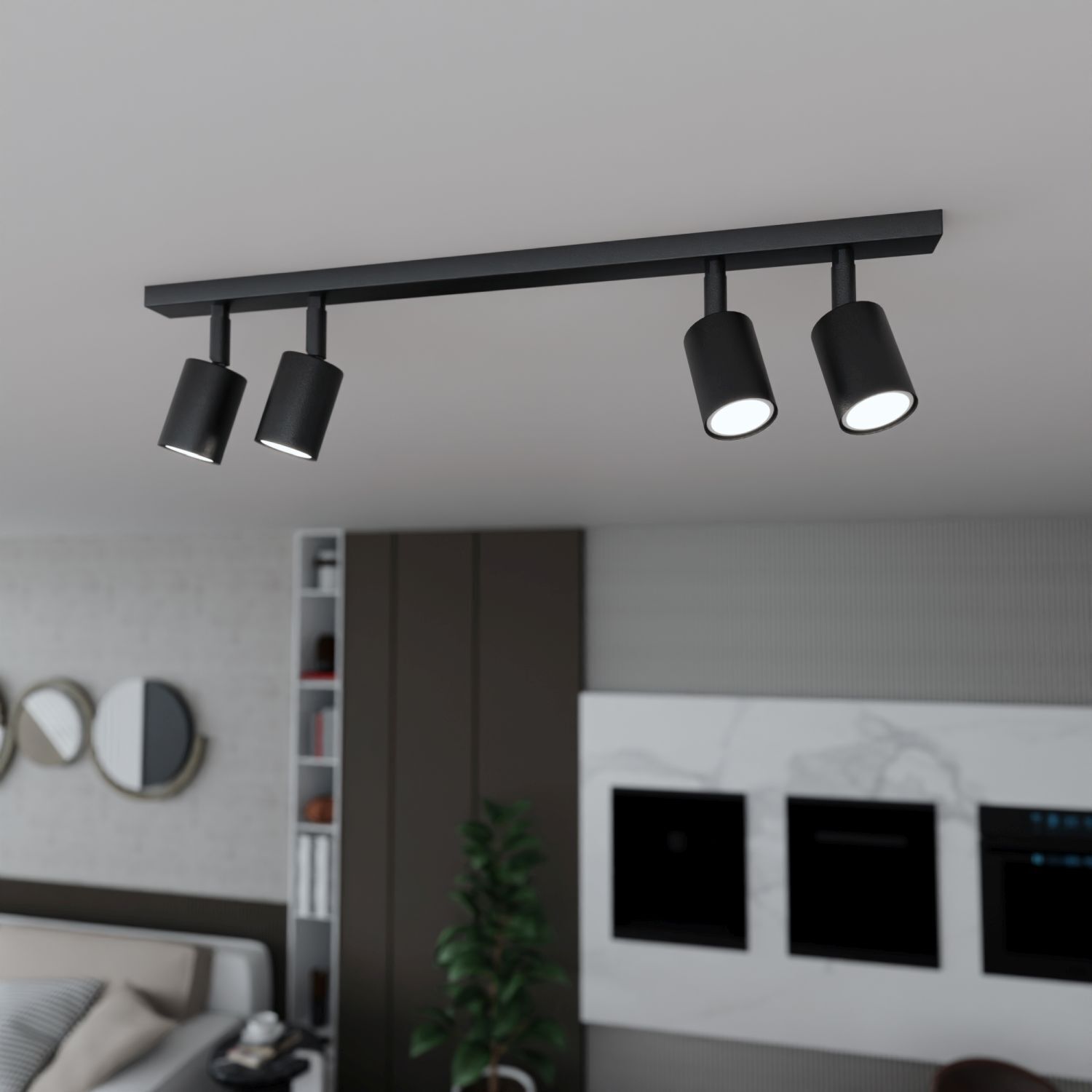 Deckenspot Metall Schwarz L: 70 cm schwenkbar GU10 4-flammig Lampe, Beleuchtung