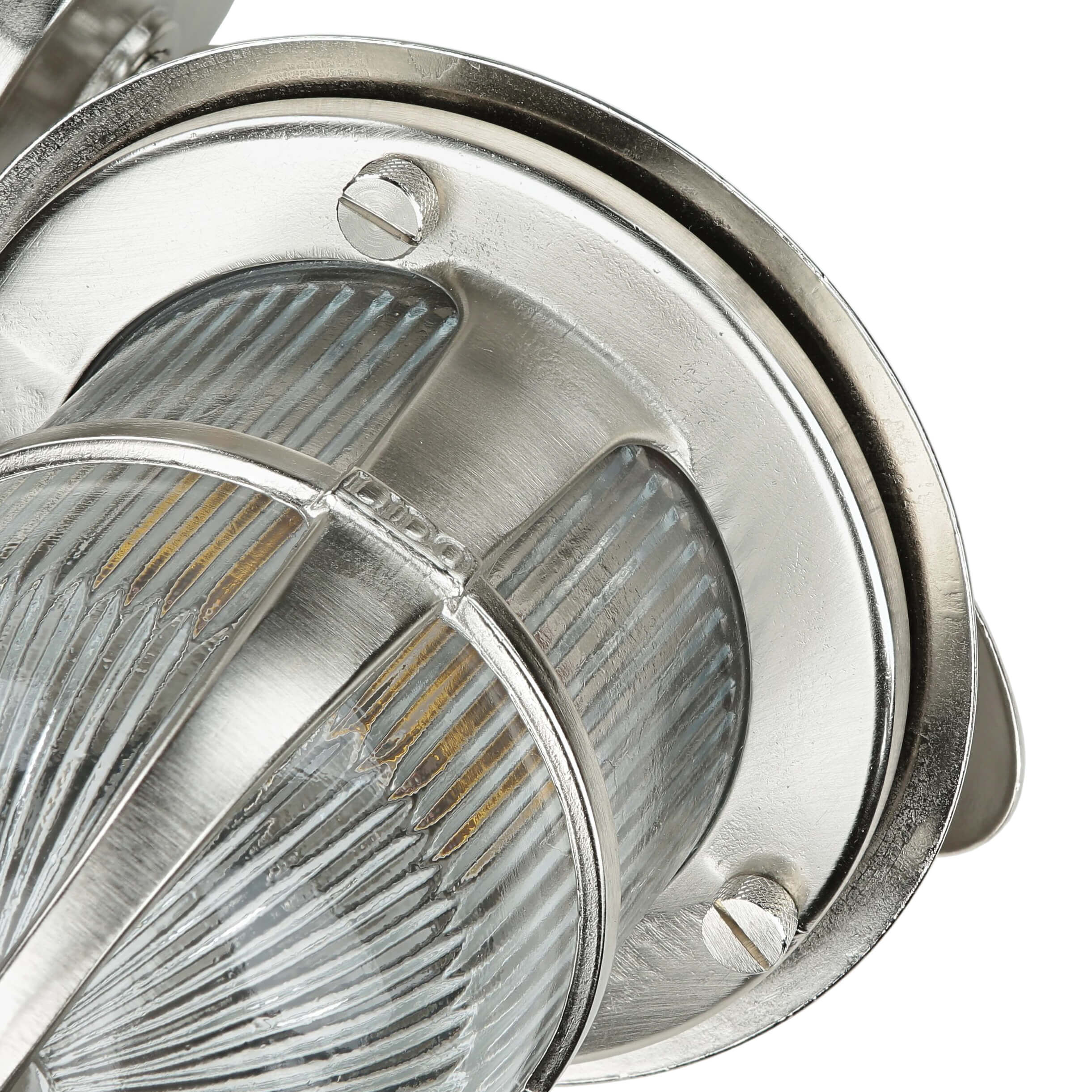 Wandlampe außen Riffelglas Messing in Nickel E27