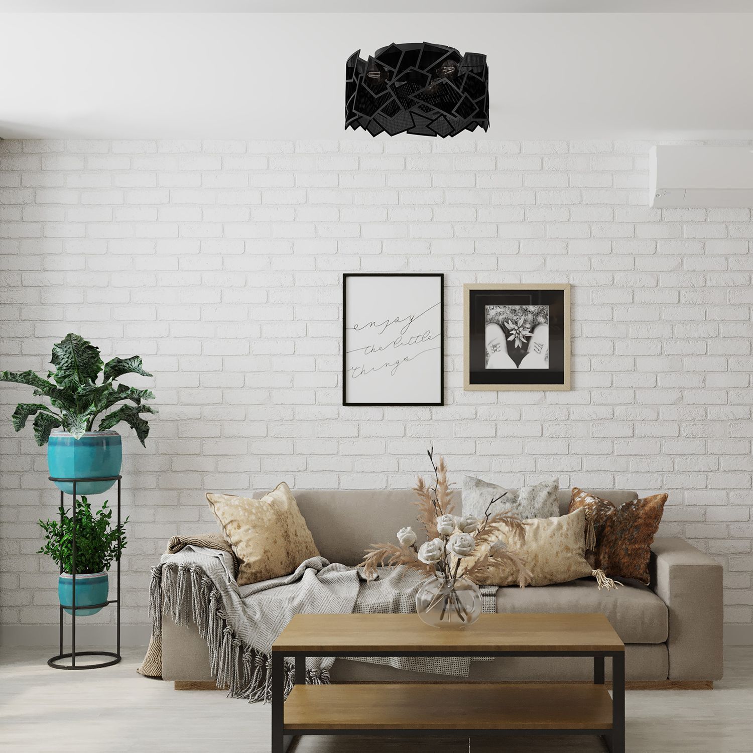 Dekoration für Zuhause, Innenarchitektur, Wohnzimmer, Kissen, Pflanze